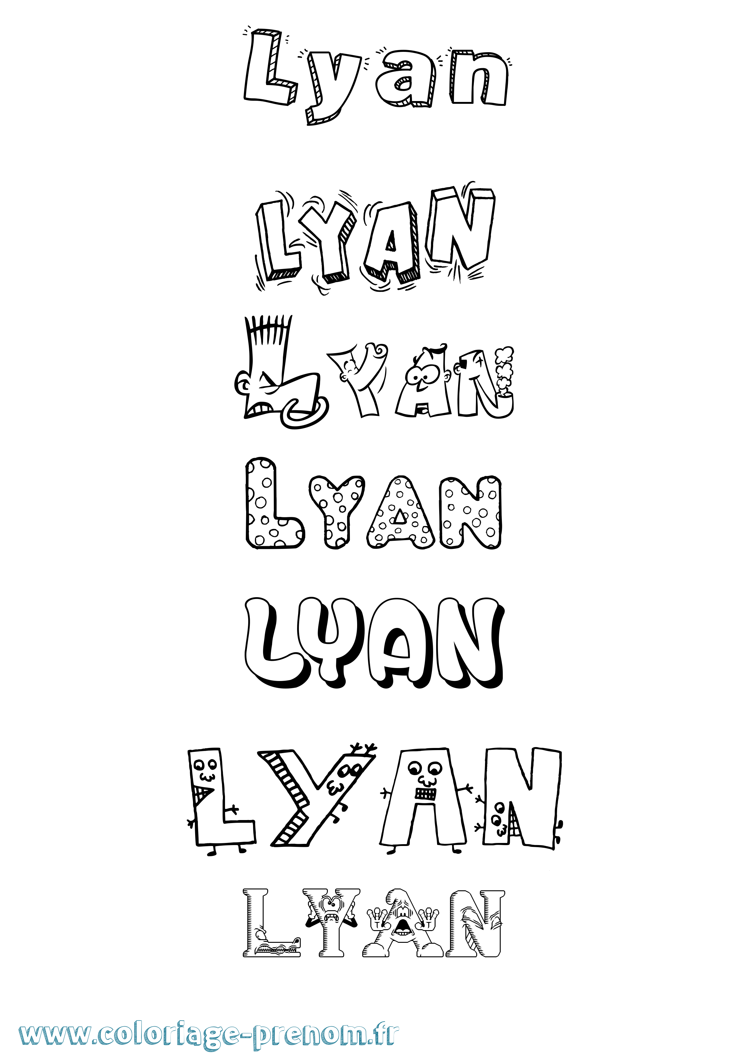 Coloriage Lyan Fun Coloriage prénom Lyan Fun