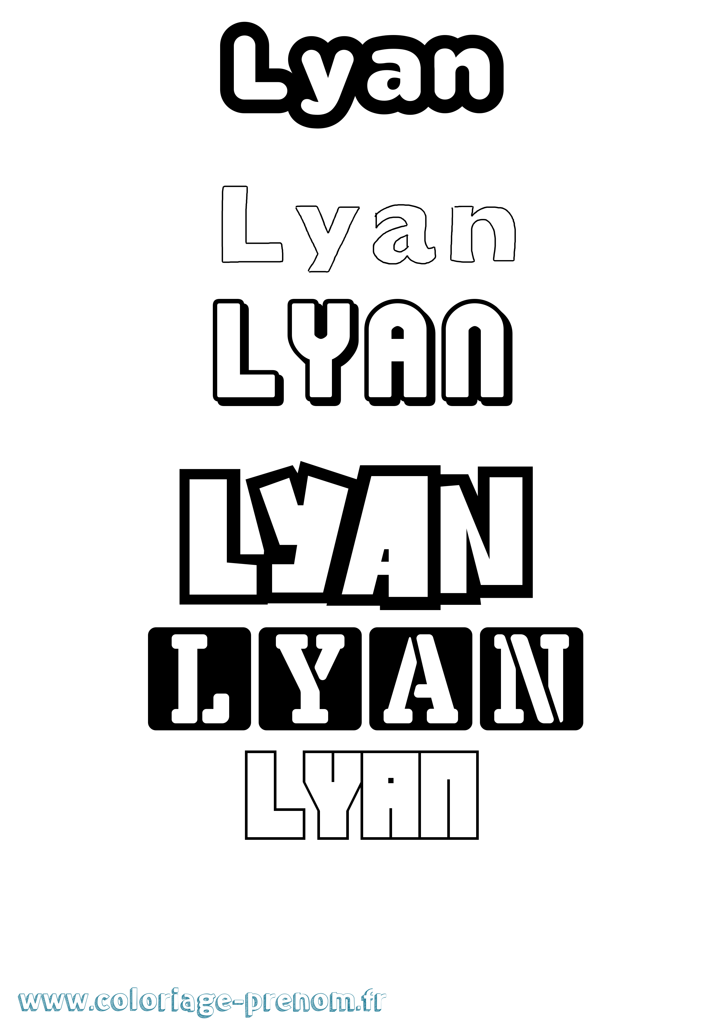 Coloriage Lyan Simple Coloriage prénom Lyan Simple