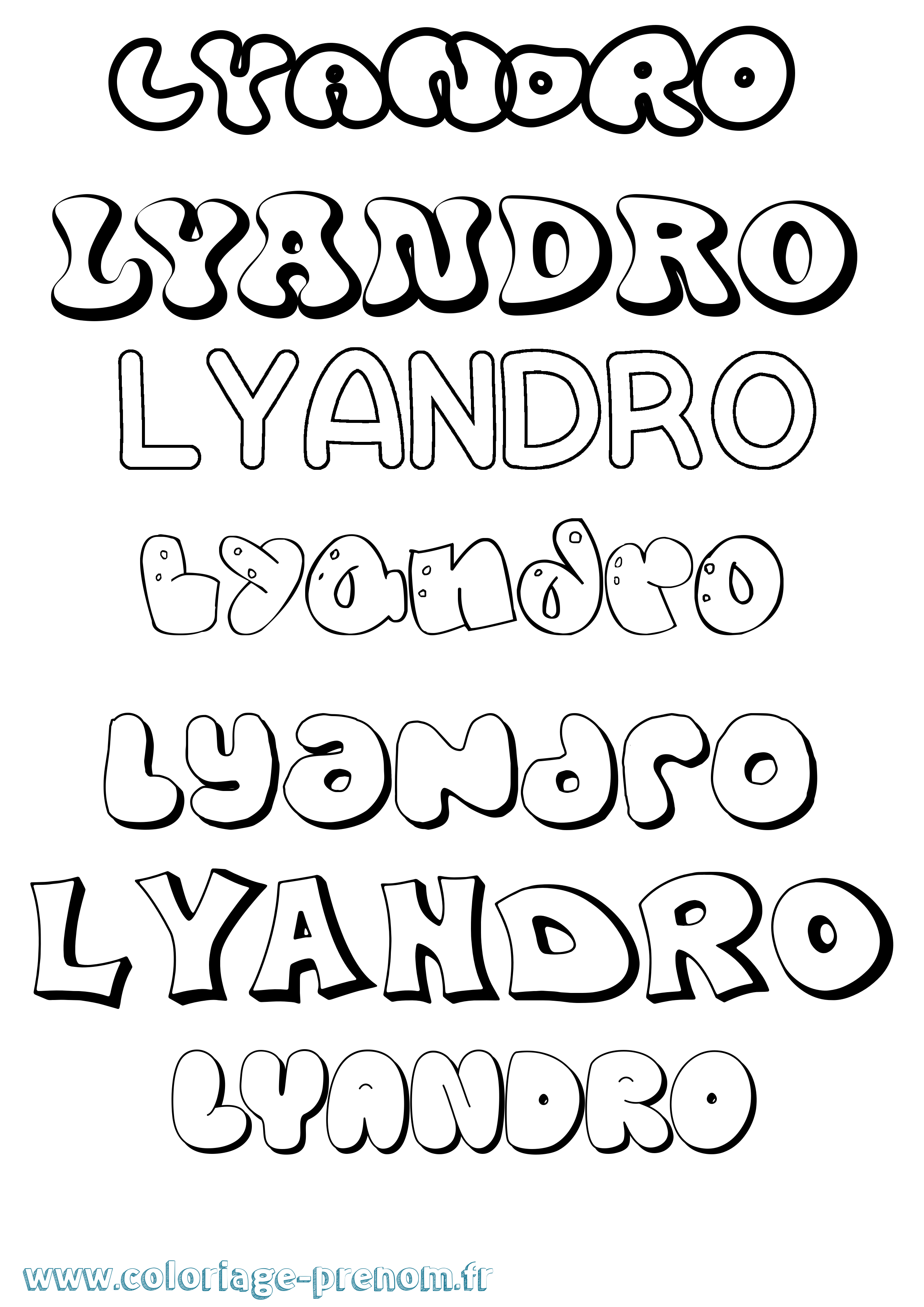 Coloriage Lyandro Bubble Coloriage prénom Lyandro Bubble