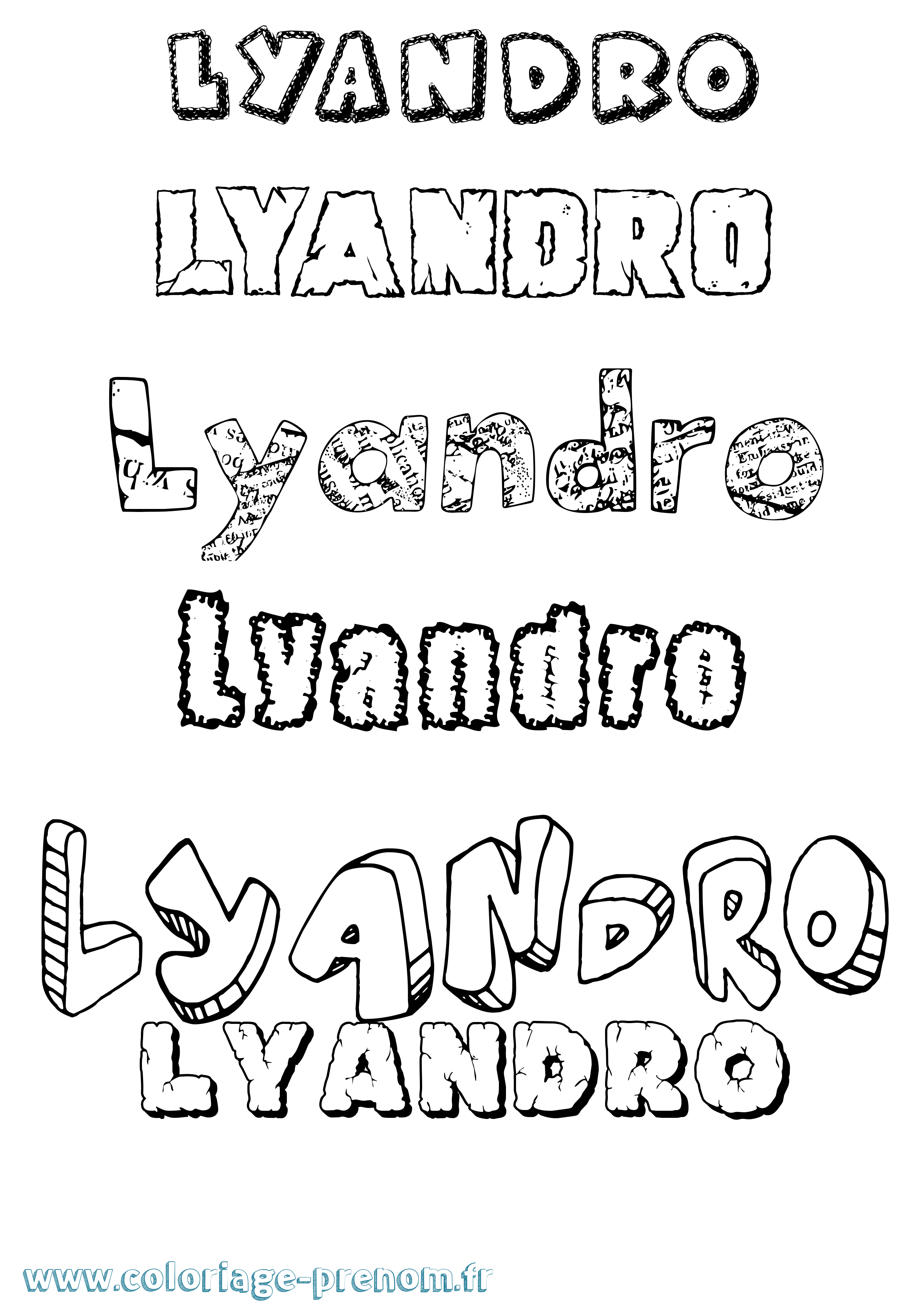 Coloriage Lyandro Destructuré Coloriage prénom Lyandro Destructuré