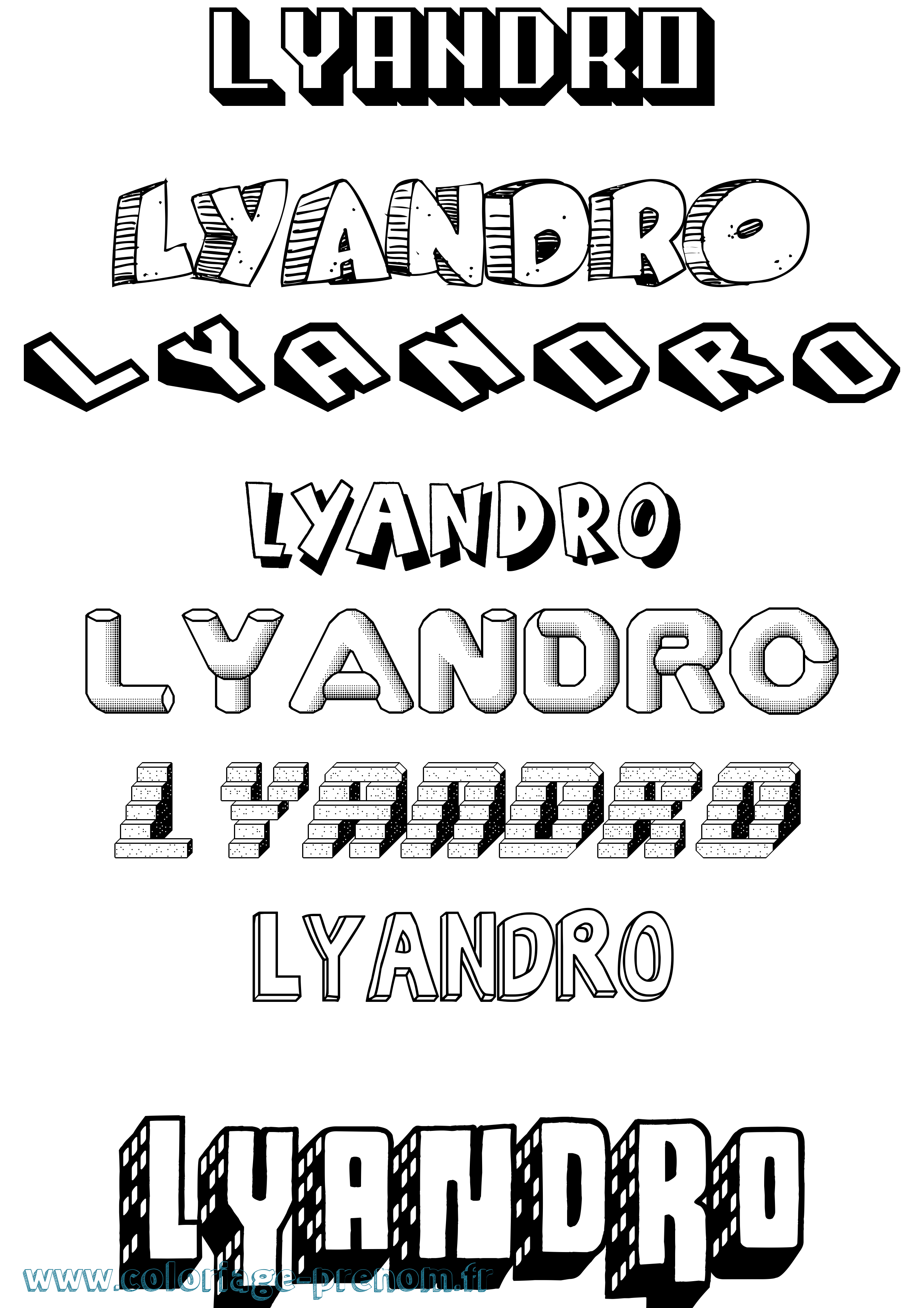 Coloriage Lyandro Effet 3D Coloriage prénom Lyandro Effet 3D