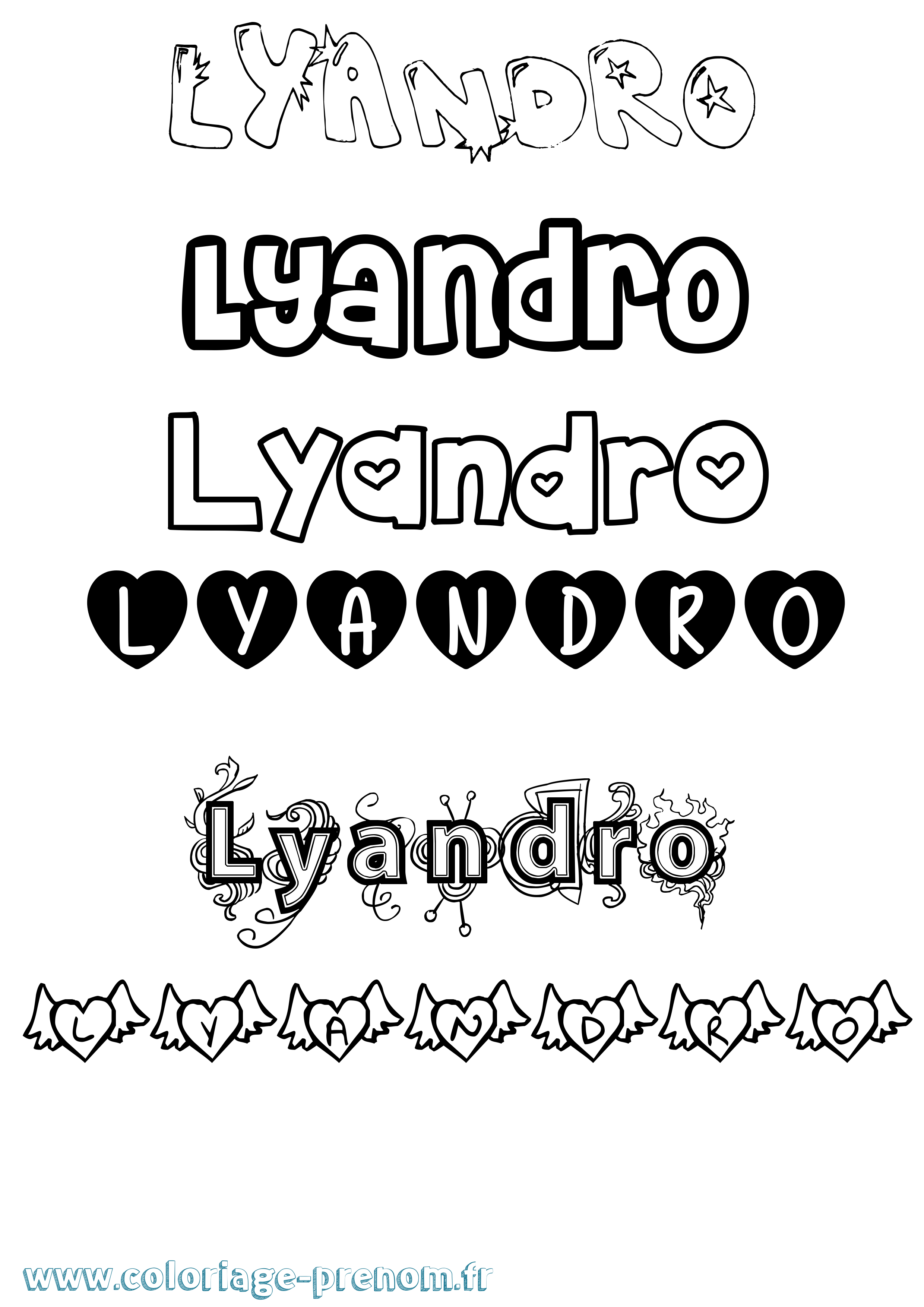 Coloriage Lyandro Girly Coloriage prénom Lyandro Girly