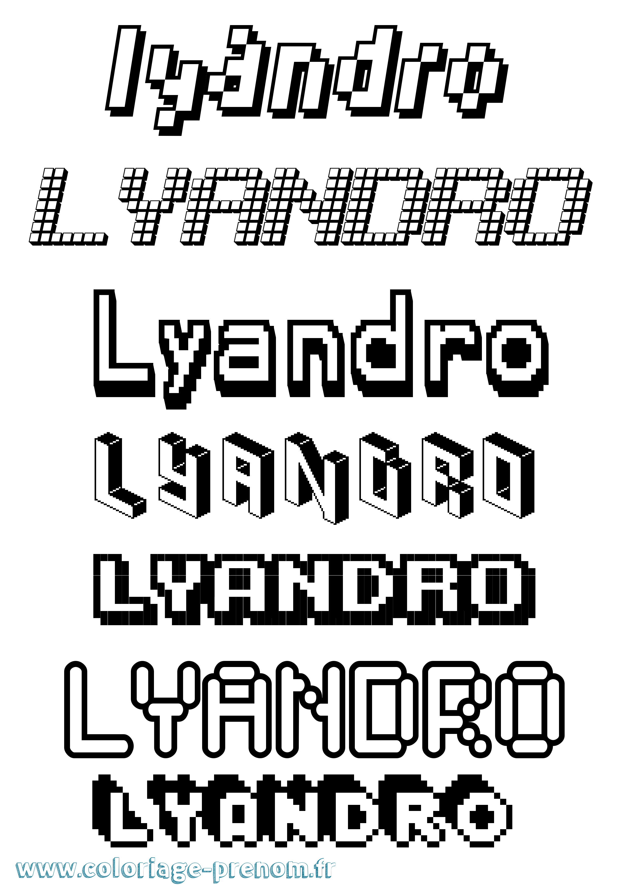 Coloriage Lyandro Pixel Coloriage prénom Lyandro Pixel
