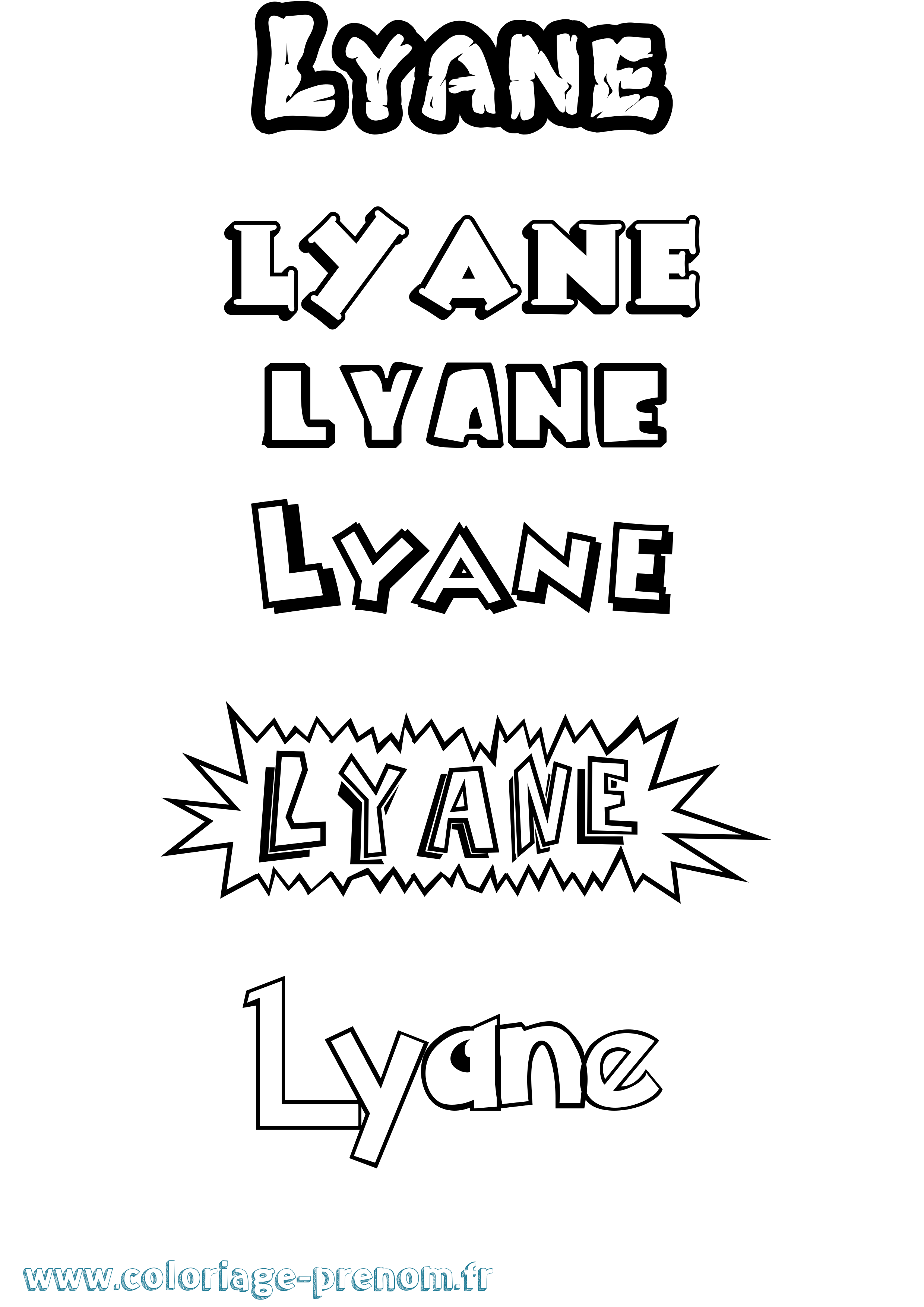 Coloriage Lyane Dessin Animé Coloriage prénom Lyane Dessin Animé