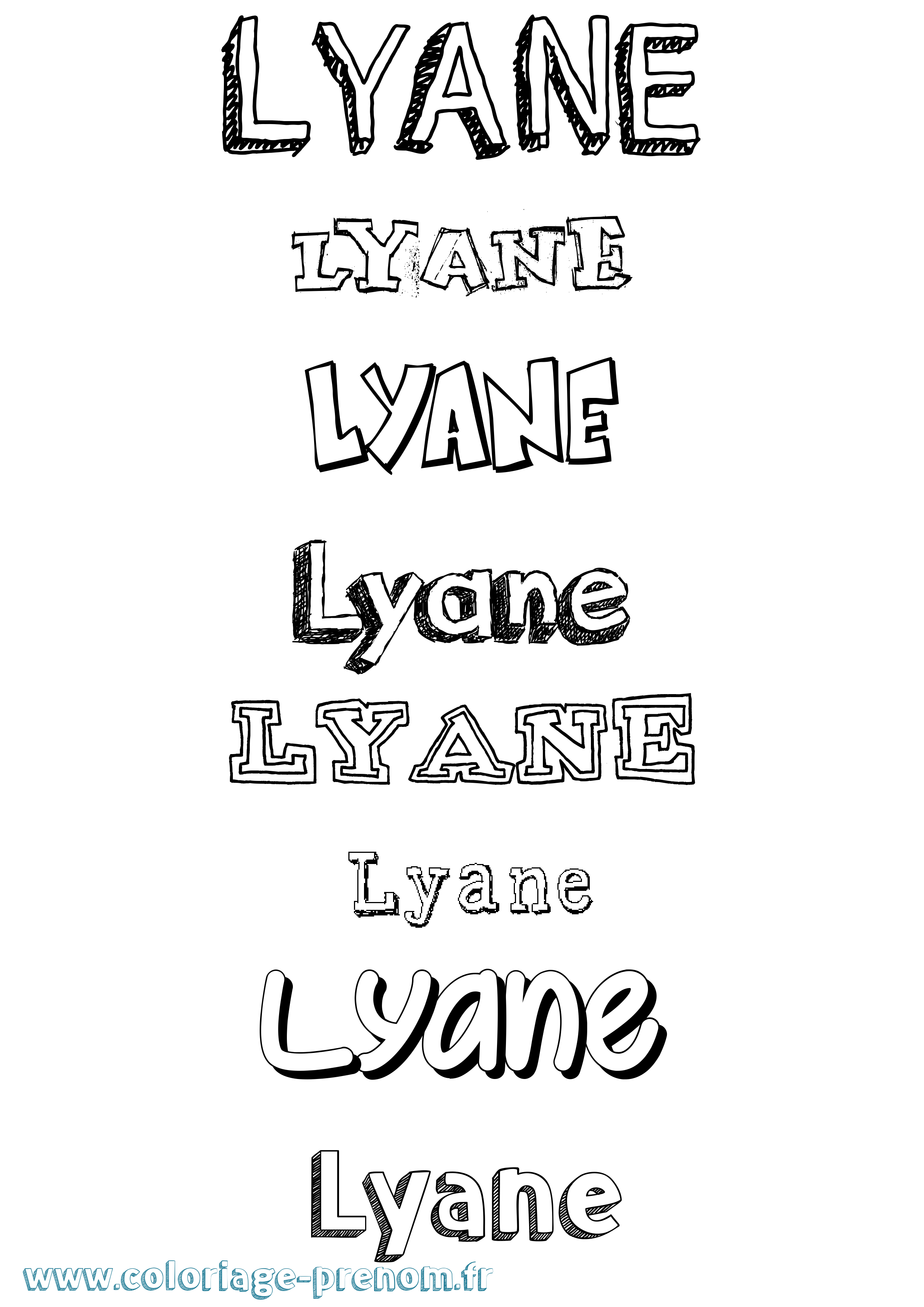 Coloriage Lyane Dessiné Coloriage prénom Lyane Dessiné