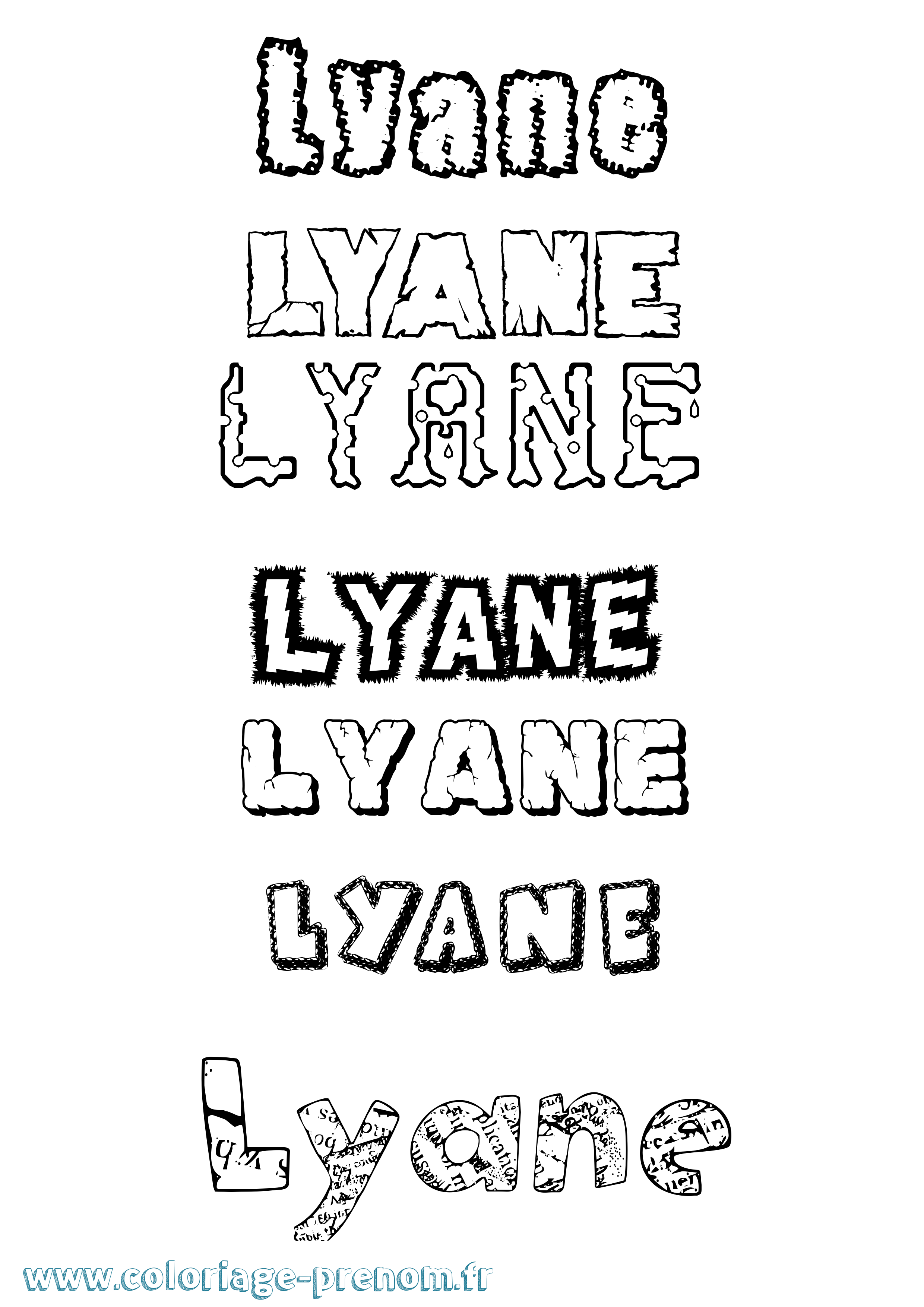 Coloriage Lyane Destructuré Coloriage prénom Lyane Destructuré