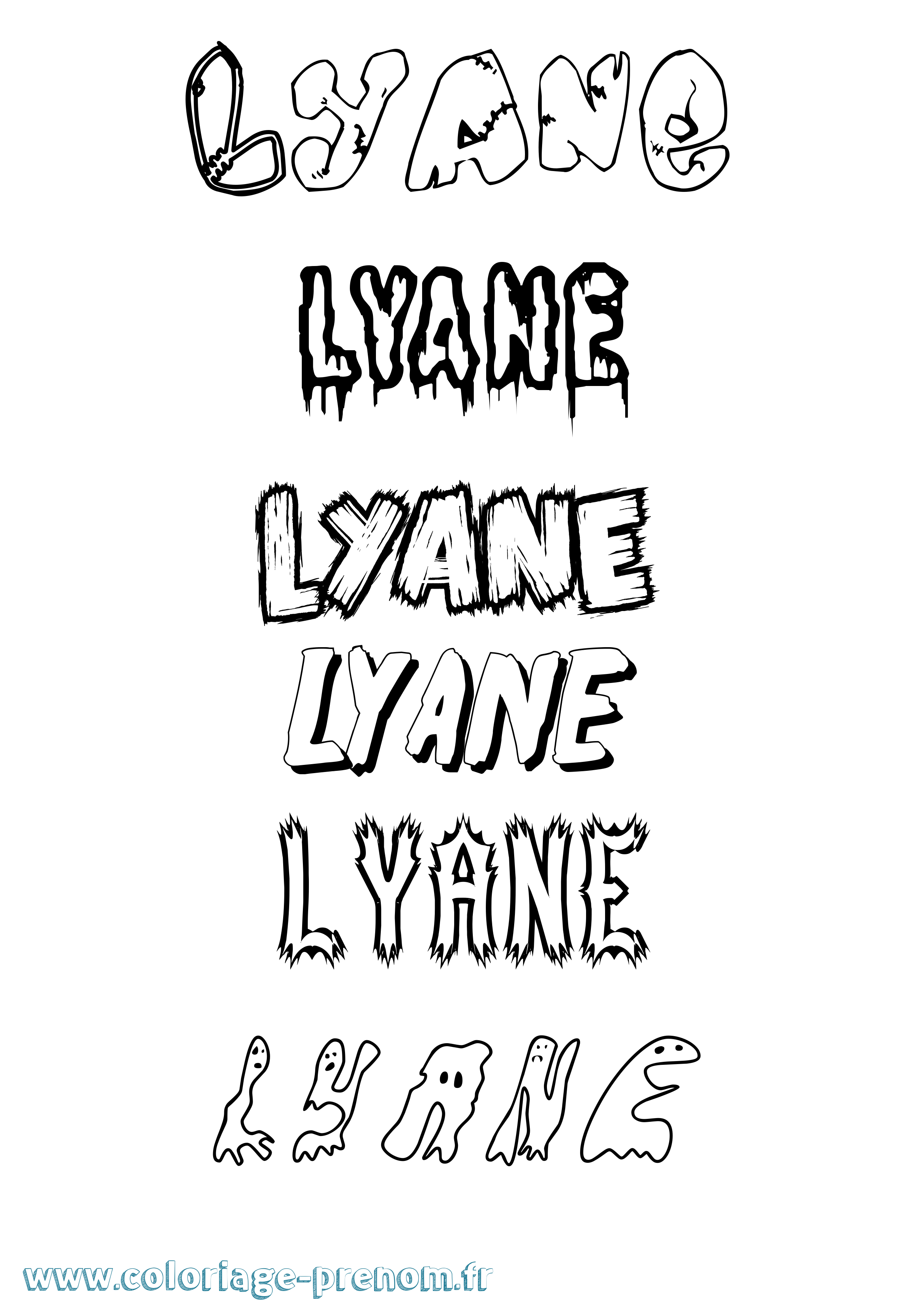 Coloriage Lyane Frisson Coloriage prénom Lyane Frisson