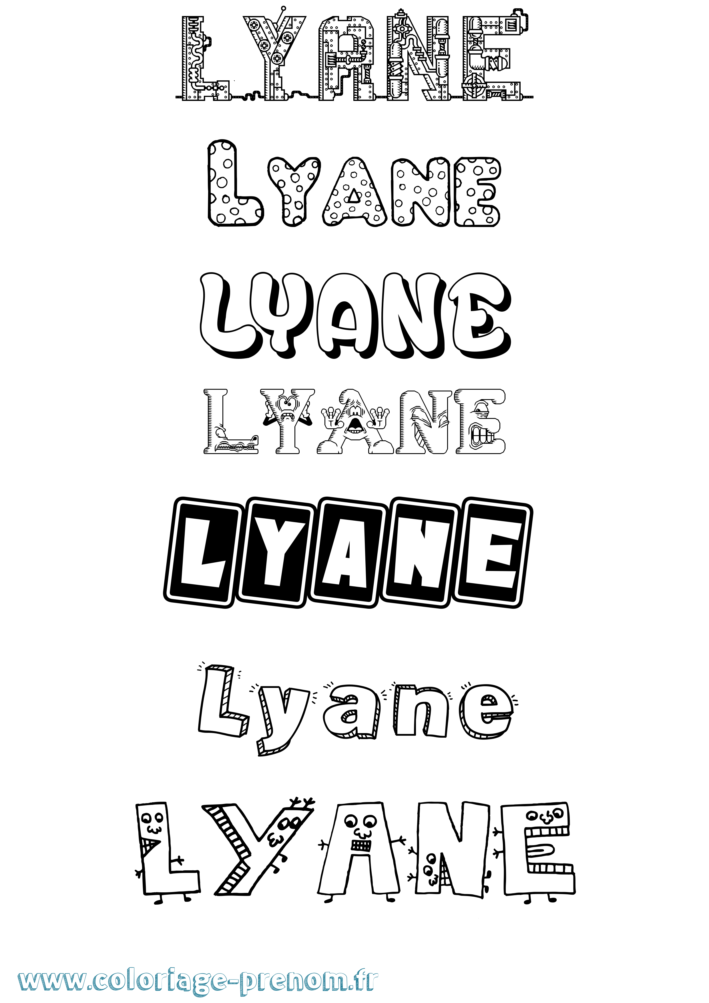 Coloriage Lyane Fun Coloriage prénom Lyane Fun