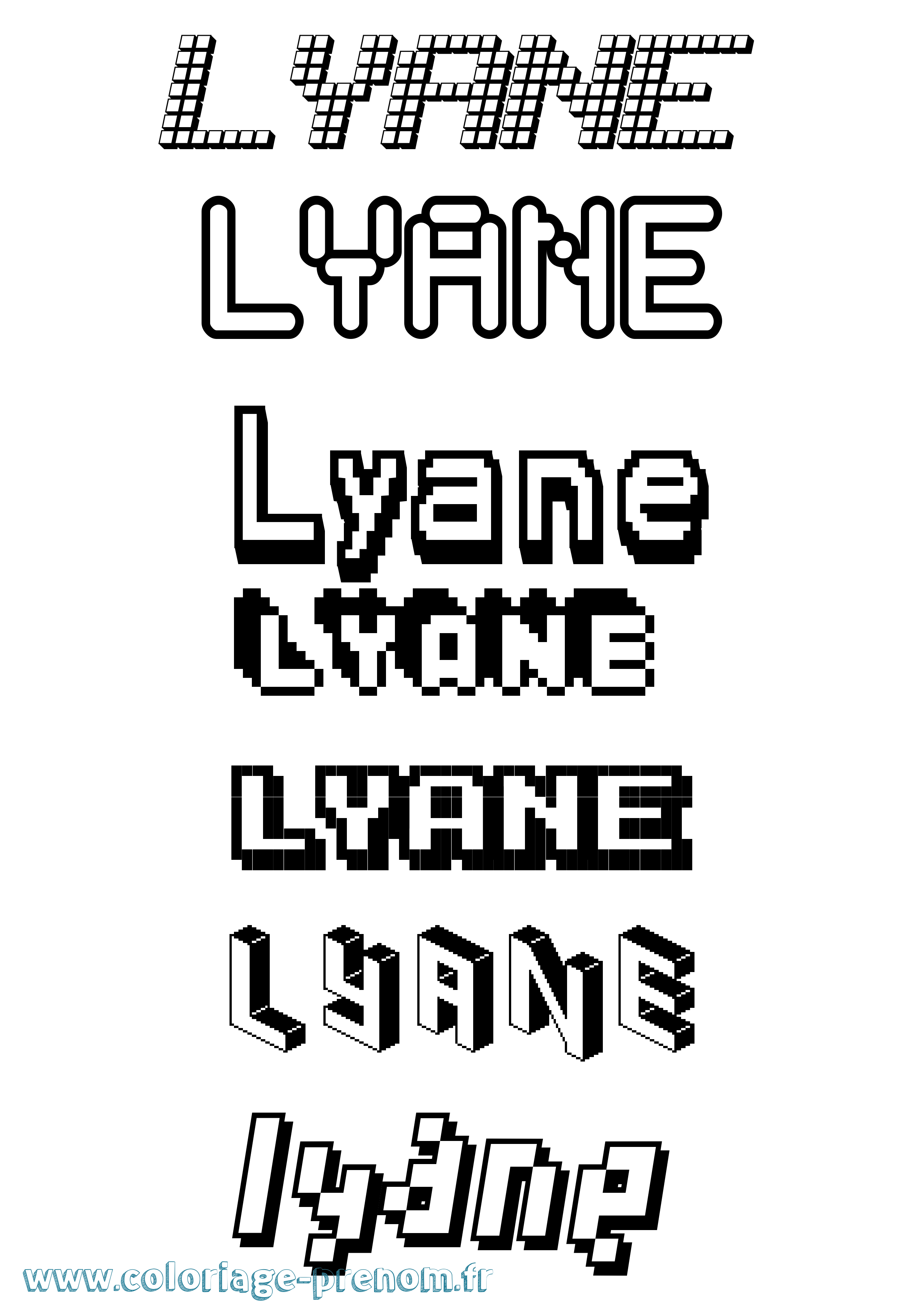 Coloriage Lyane Pixel Coloriage prénom Lyane Pixel