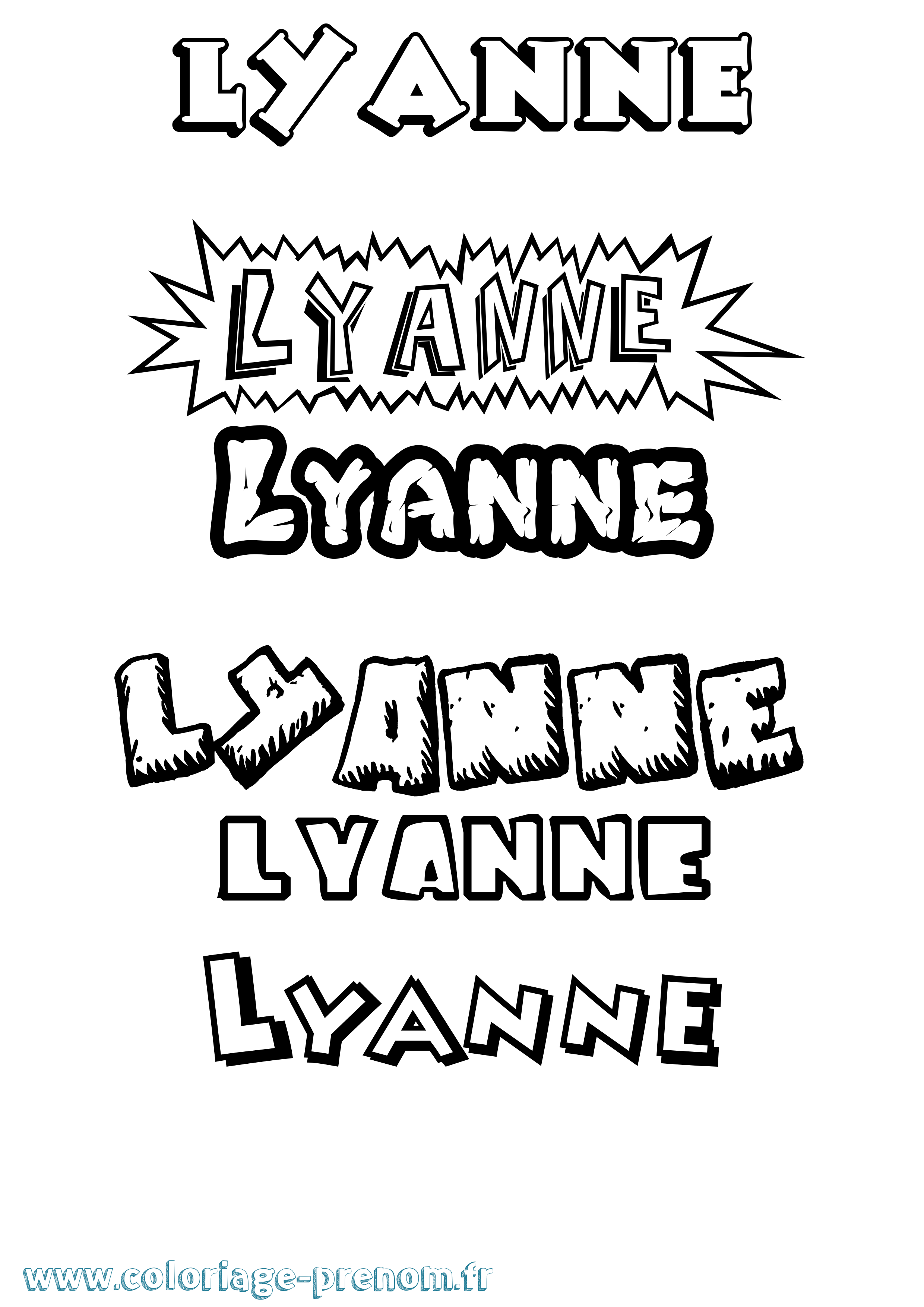 Coloriage Lyanne Dessin Animé Coloriage prénom Lyanne Dessin Animé
