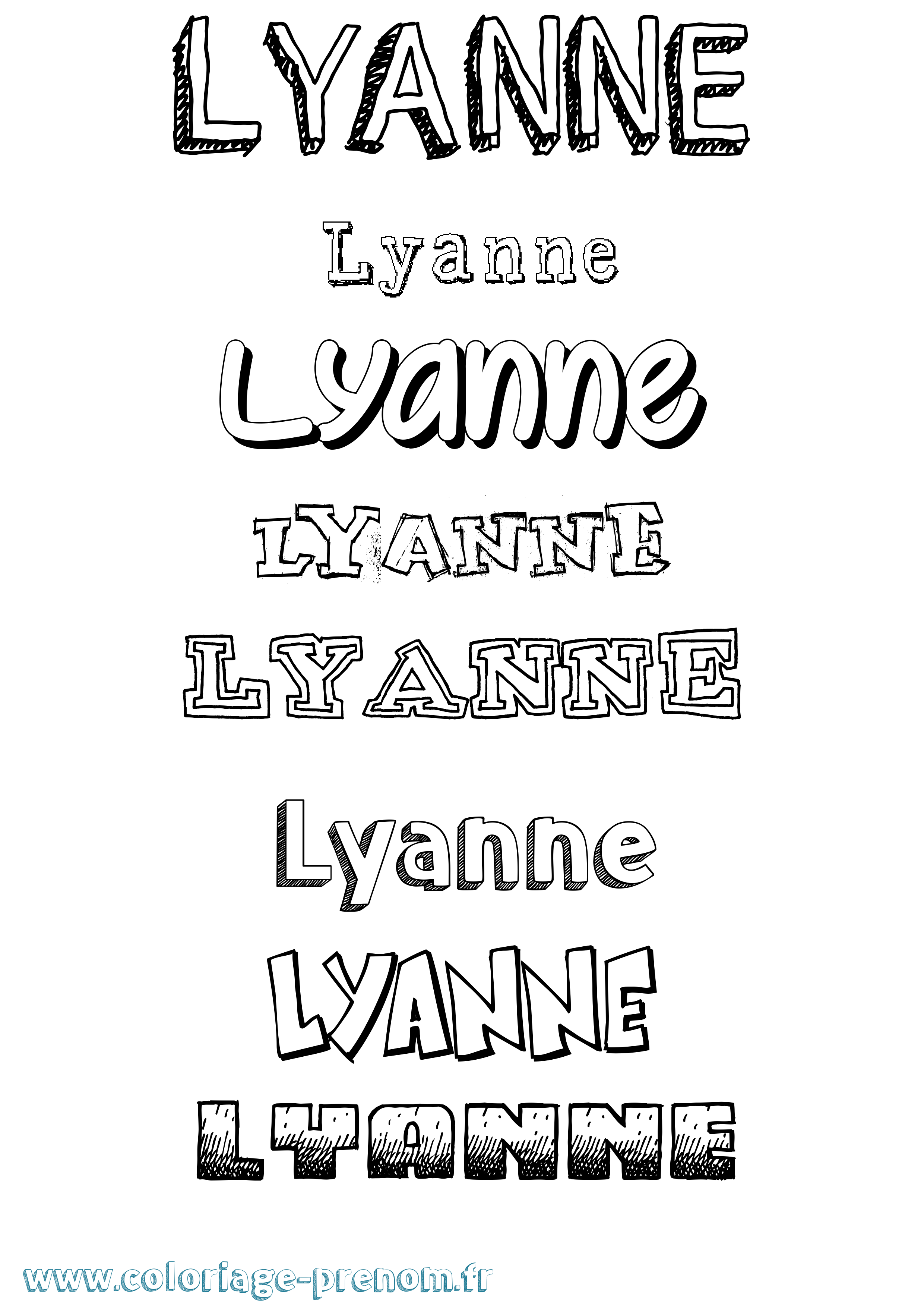 Coloriage Lyanne Dessiné Coloriage prénom Lyanne Dessiné