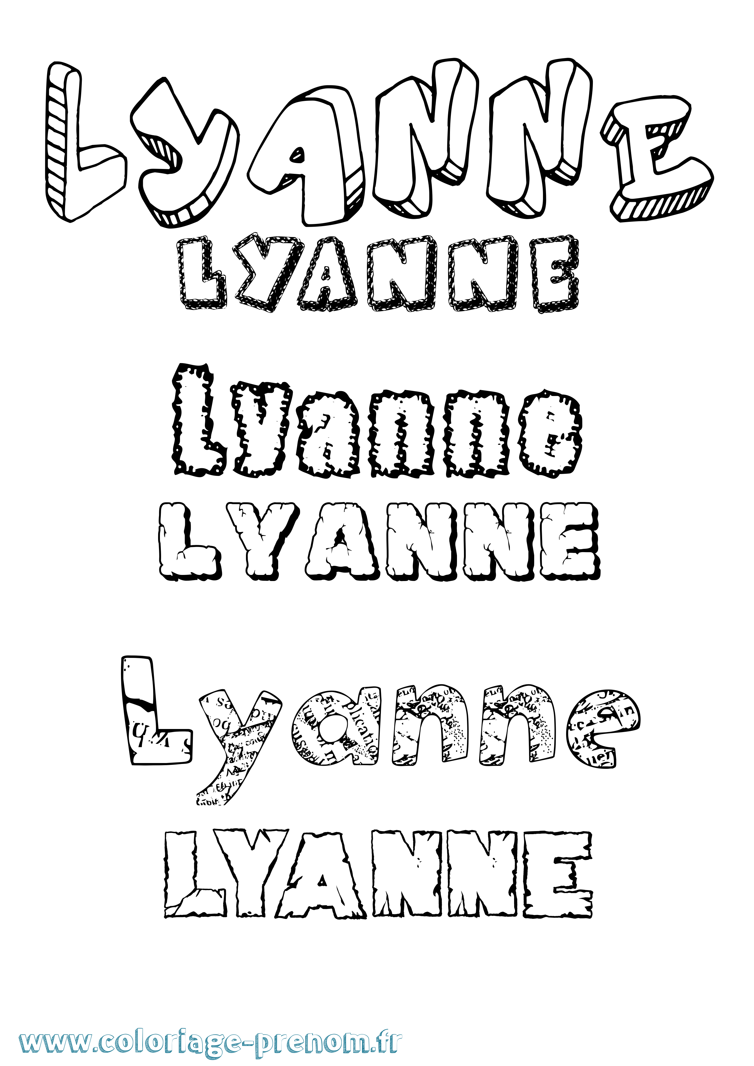 Coloriage Lyanne Destructuré Coloriage prénom Lyanne Destructuré