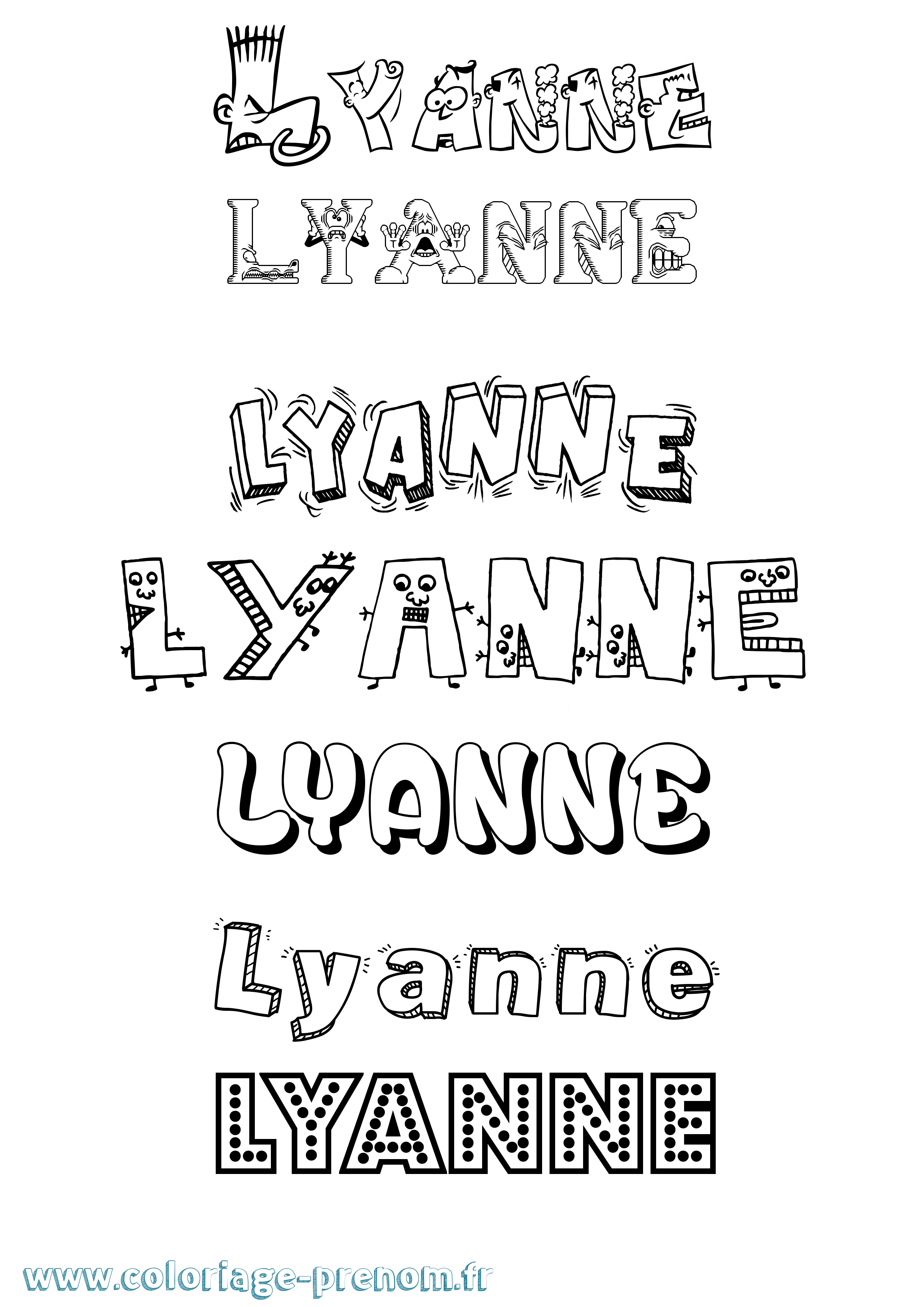 Coloriage Lyanne Fun Coloriage prénom Lyanne Fun