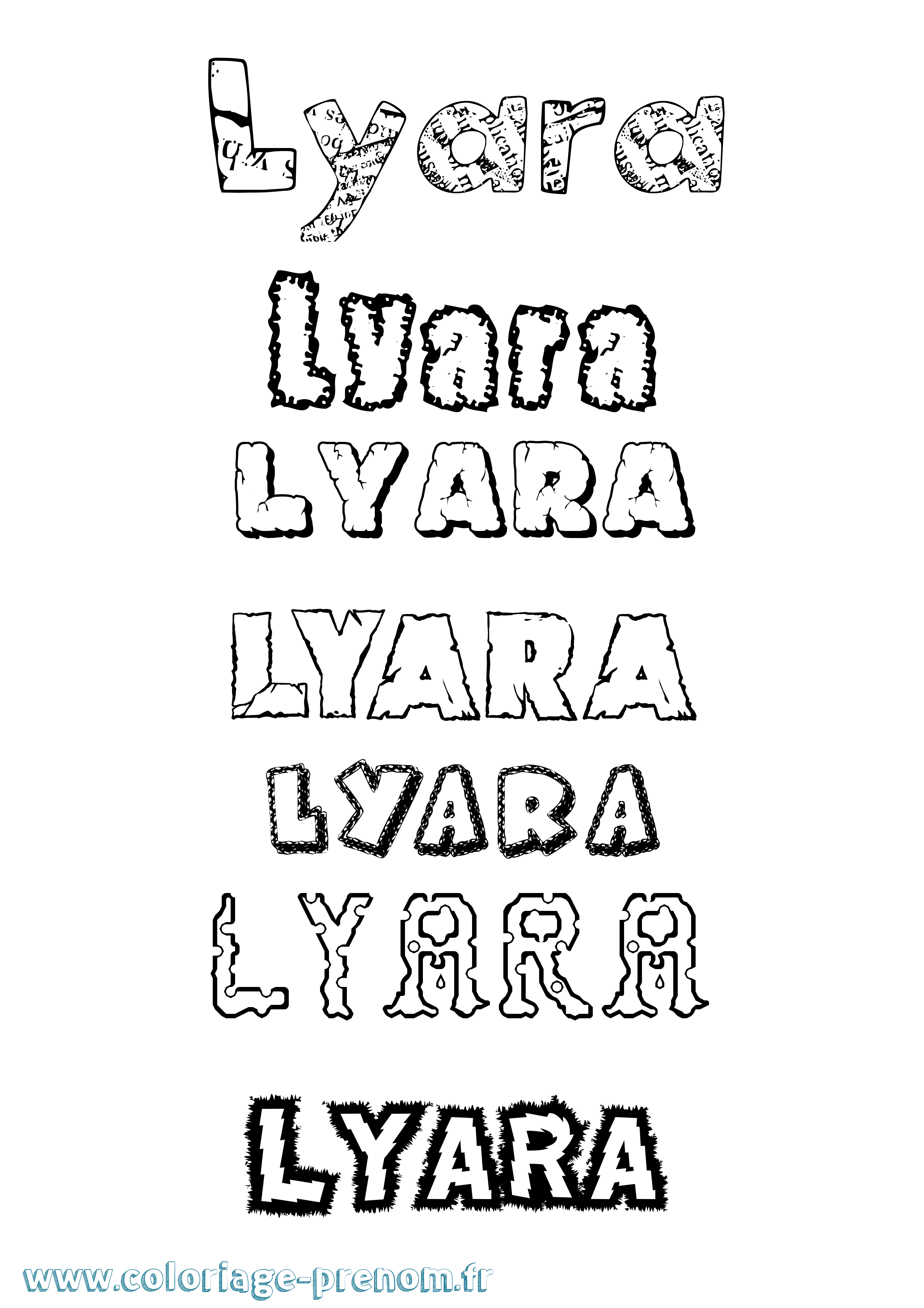 Coloriage Lyara Destructuré Coloriage prénom Lyara Destructuré