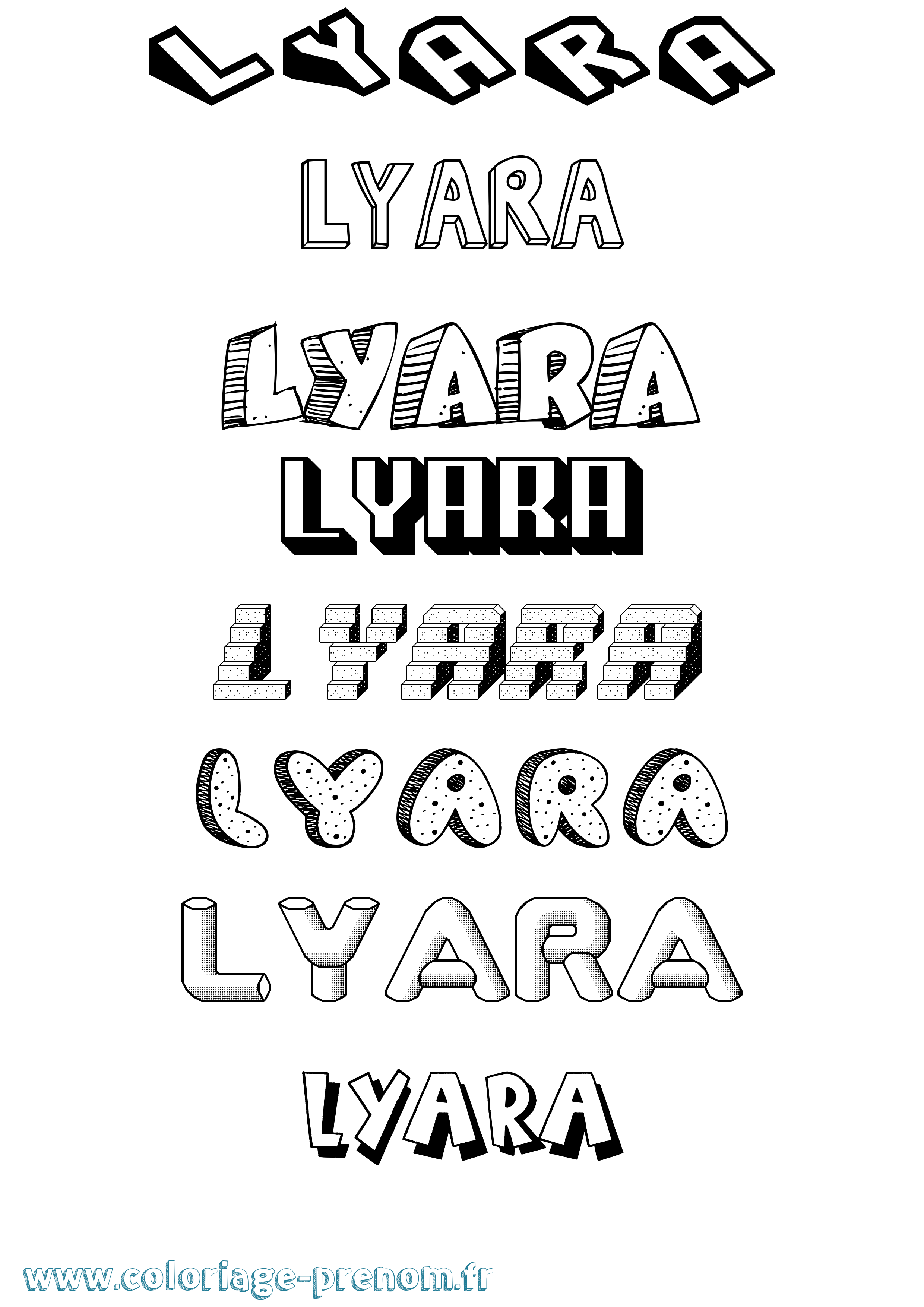 Coloriage Lyara Effet 3D Coloriage prénom Lyara Effet 3D