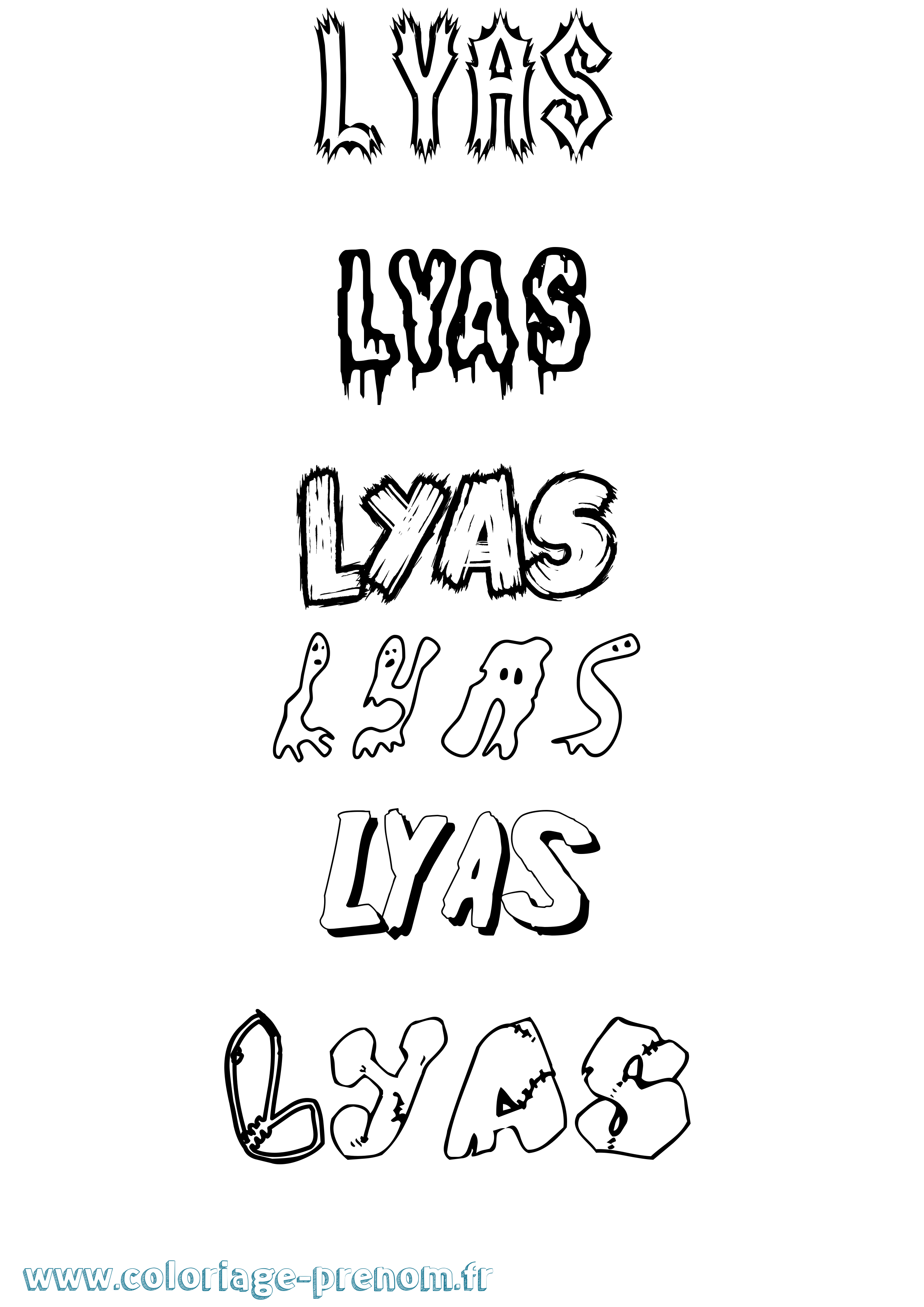 Coloriage Lyas Frisson Coloriage prénom Lyas Frisson