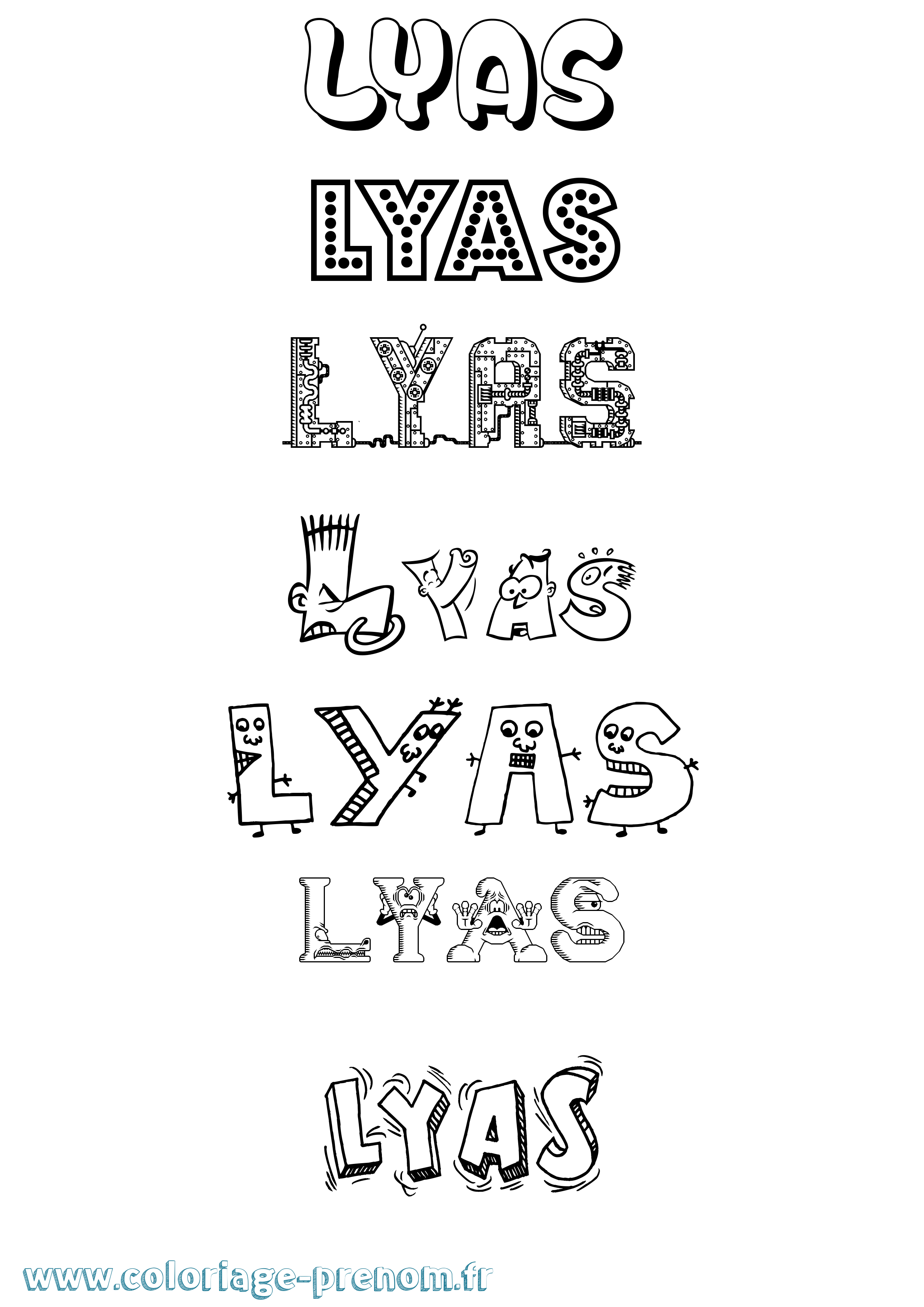 Coloriage Lyas Fun Coloriage prénom Lyas Fun