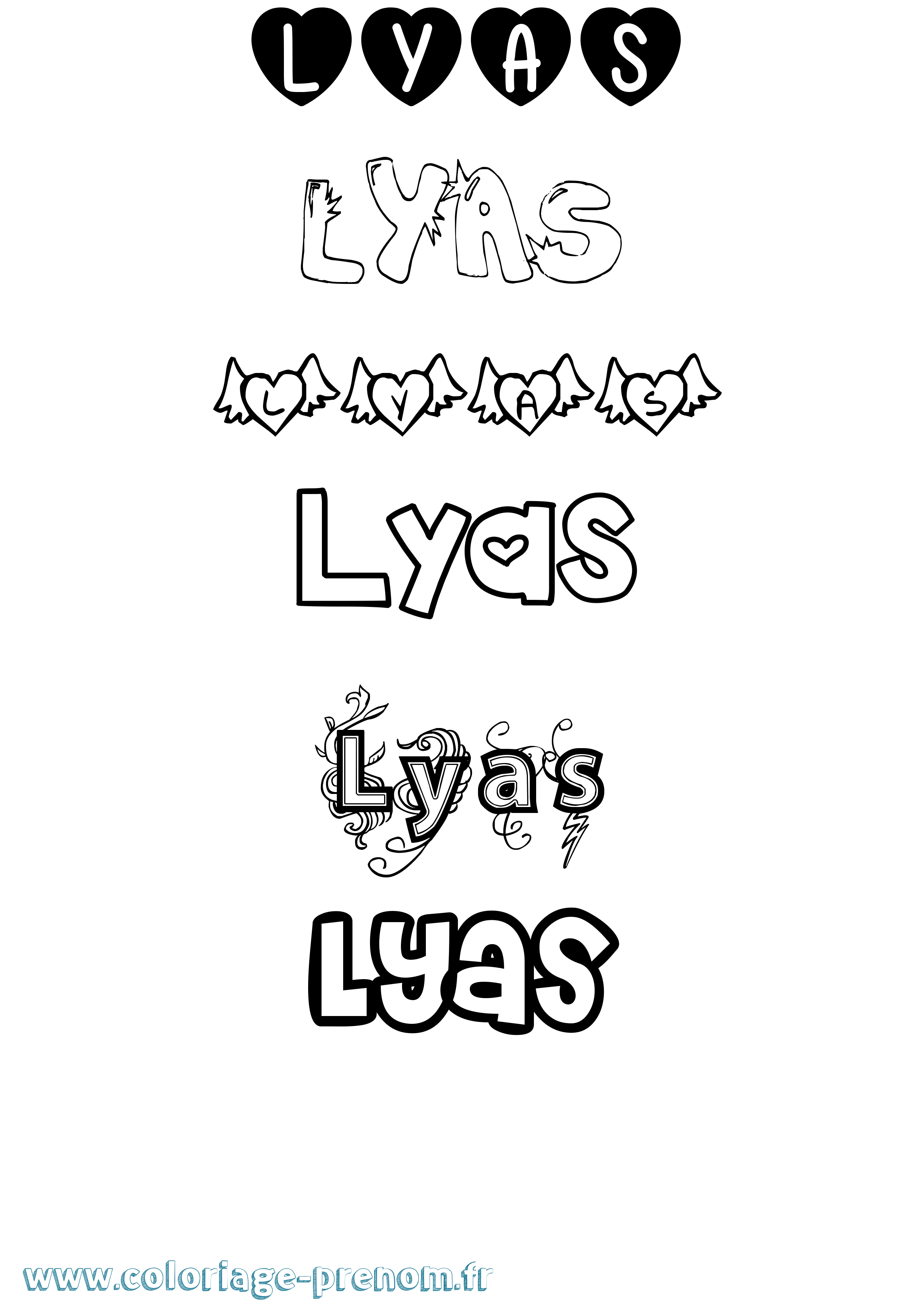 Coloriage Lyas Girly Coloriage prénom Lyas Girly