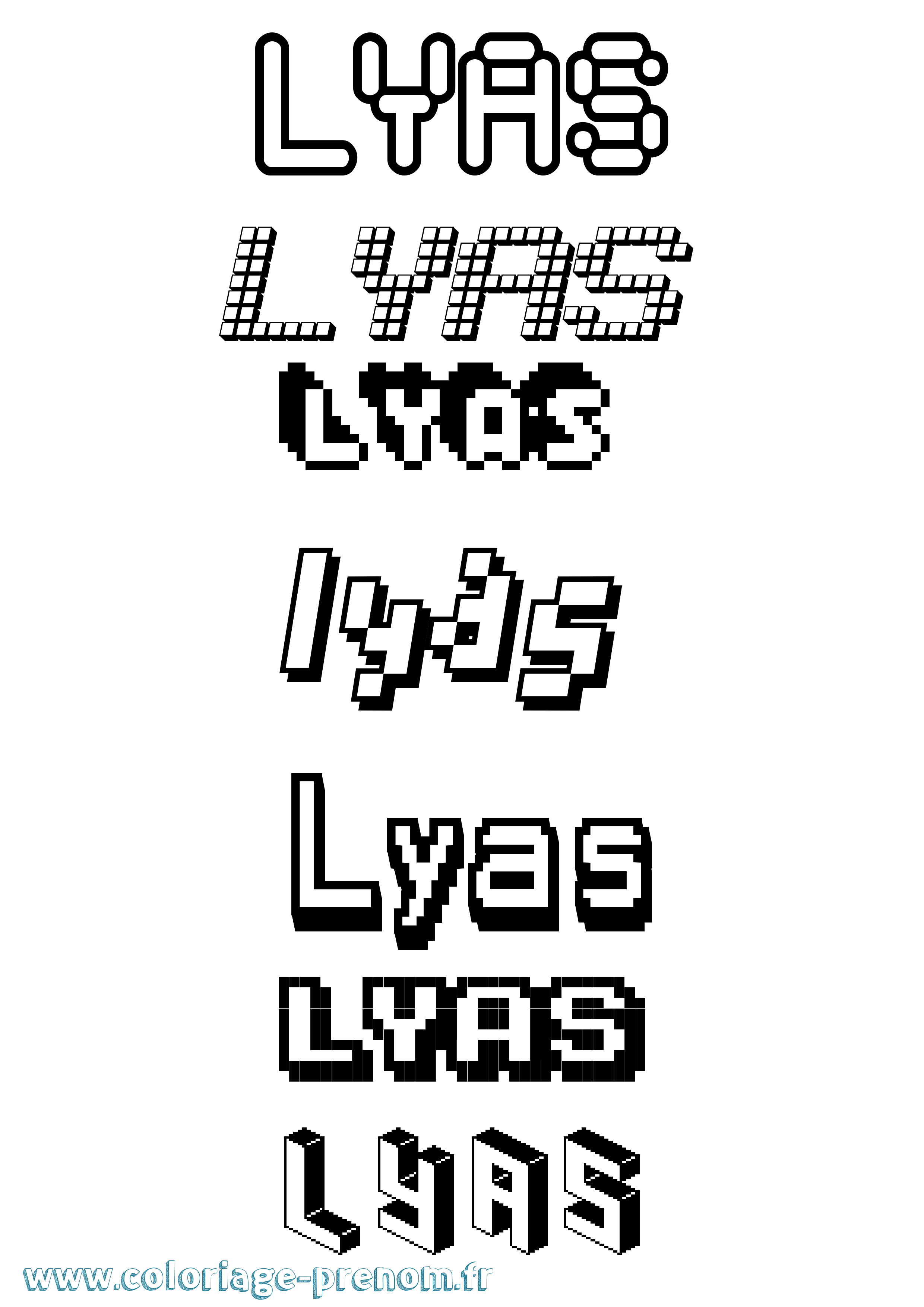 Coloriage Lyas Pixel Coloriage prénom Lyas Pixel