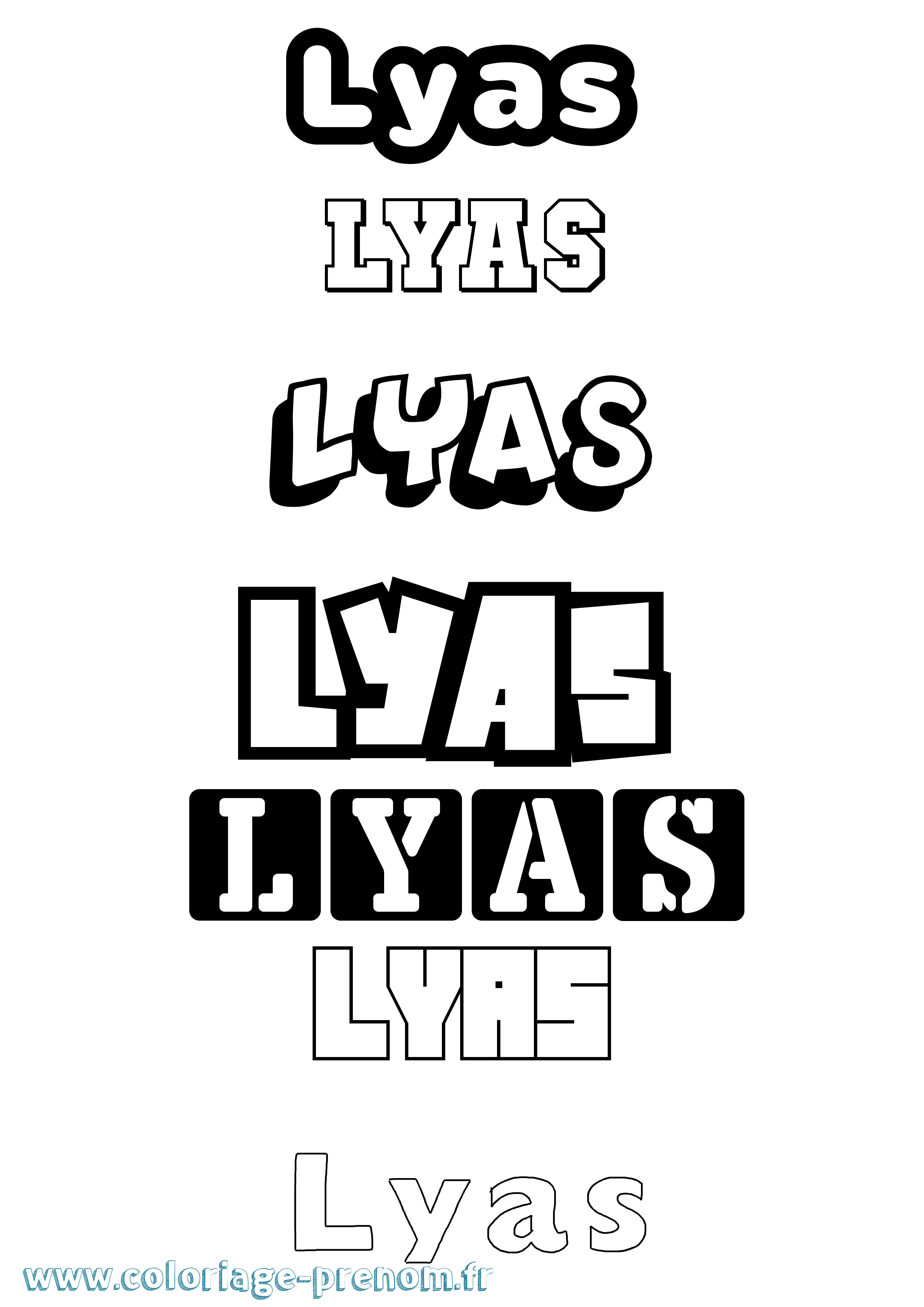 Coloriage Lyas Simple Coloriage prénom Lyas Simple
