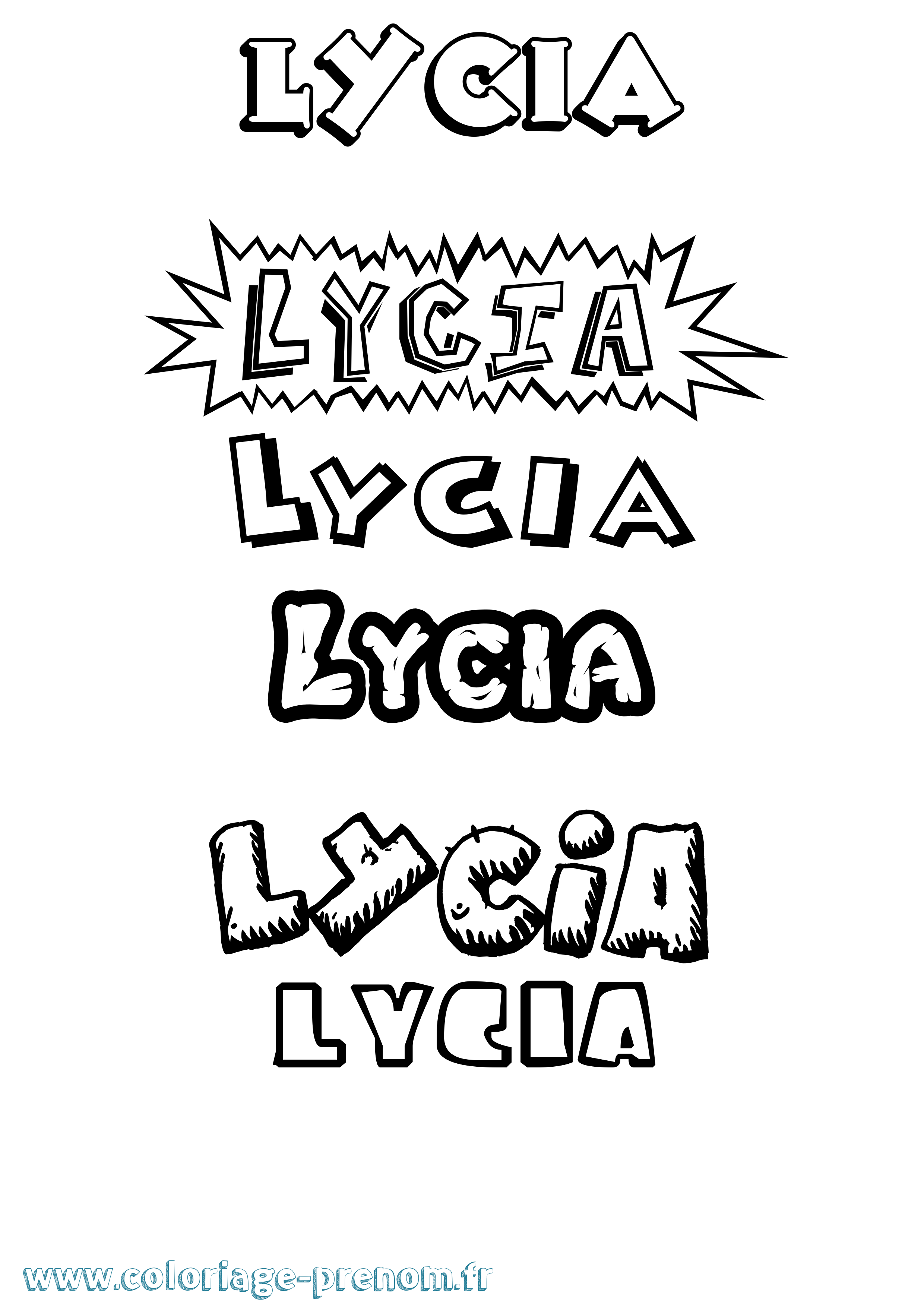 Coloriage Lycia Dessin Animé Coloriage prénom Lycia Dessin Animé