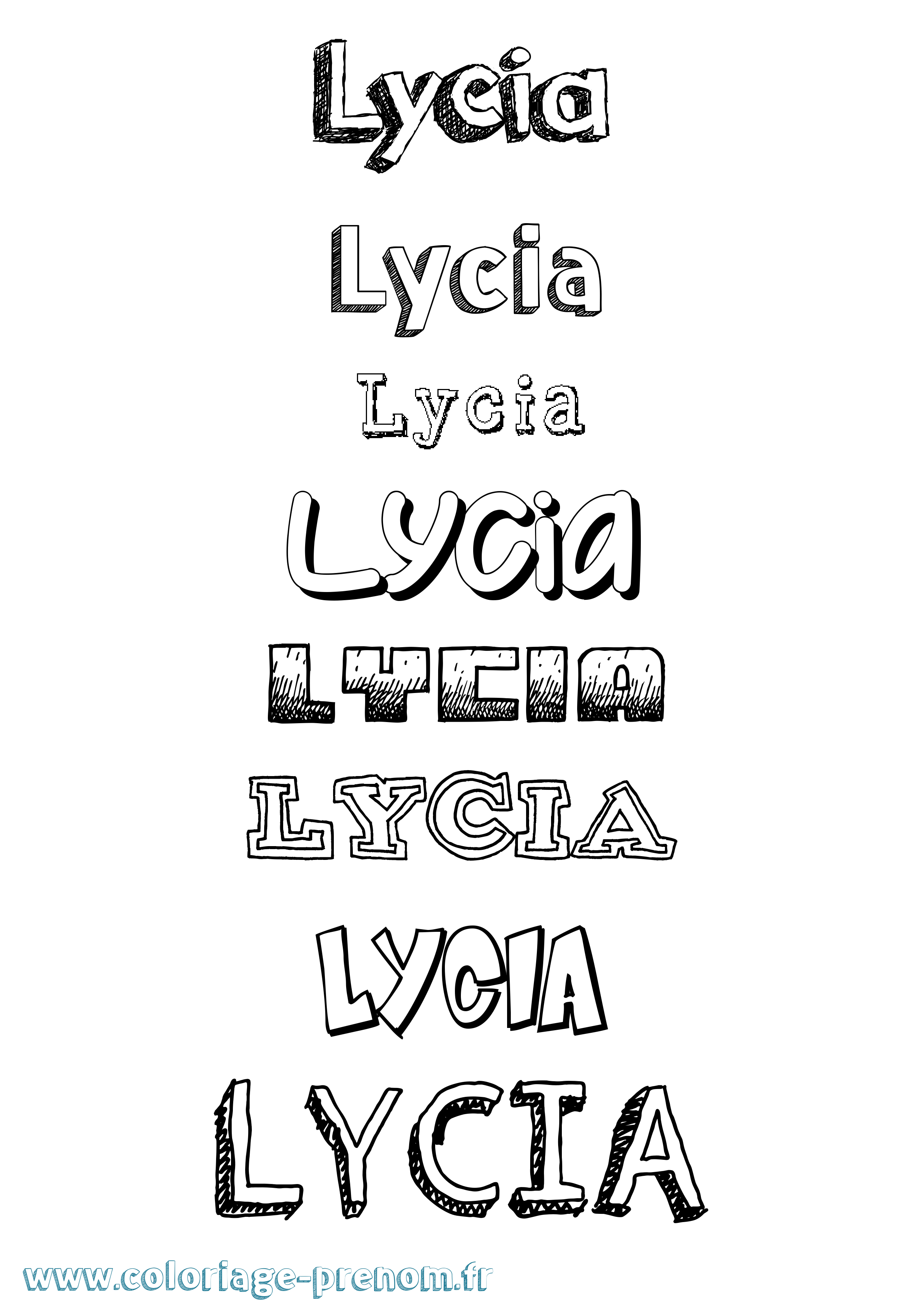 Coloriage Lycia Dessiné Coloriage prénom Lycia Dessiné