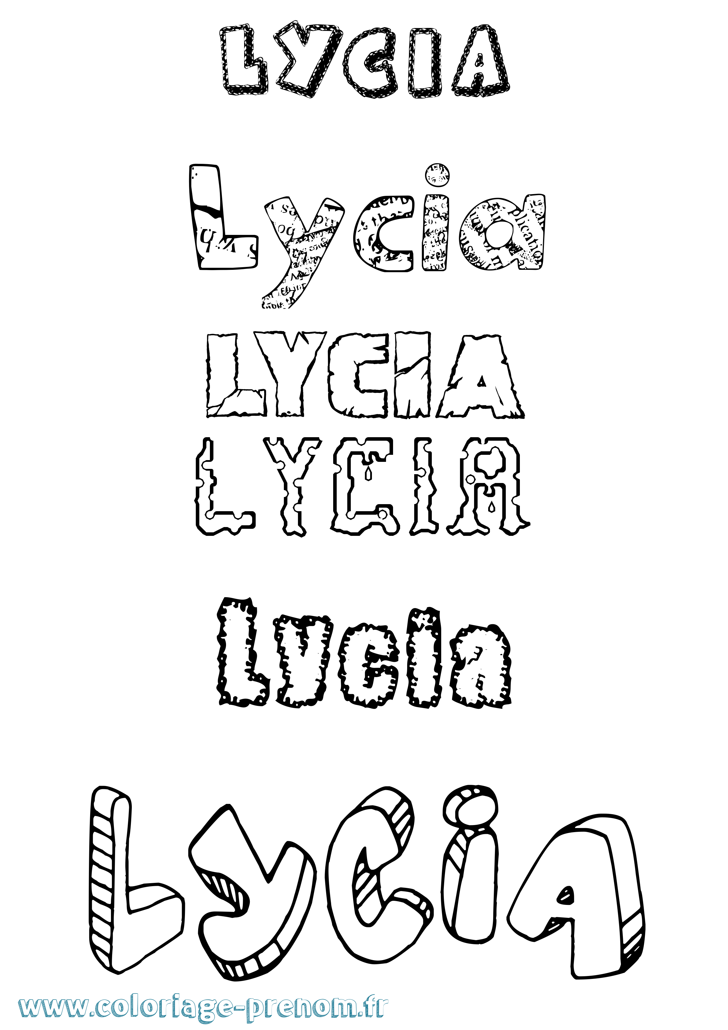 Coloriage Lycia Destructuré Coloriage prénom Lycia Destructuré