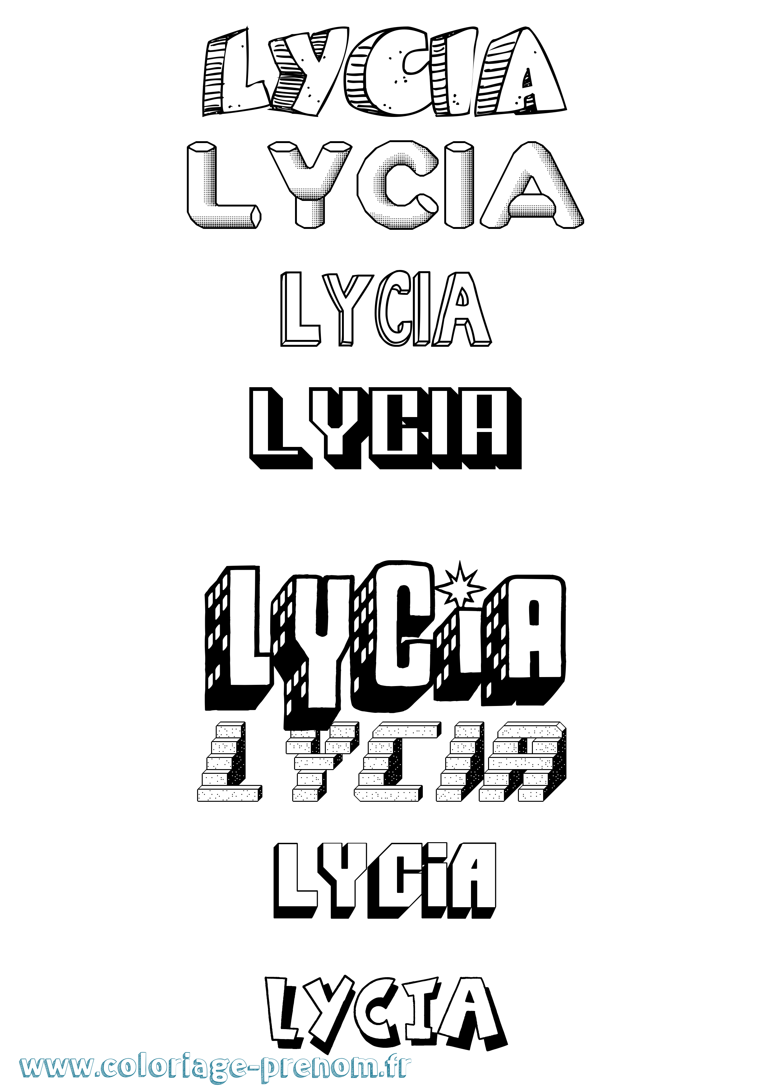 Coloriage Lycia Effet 3D Coloriage prénom Lycia Effet 3D