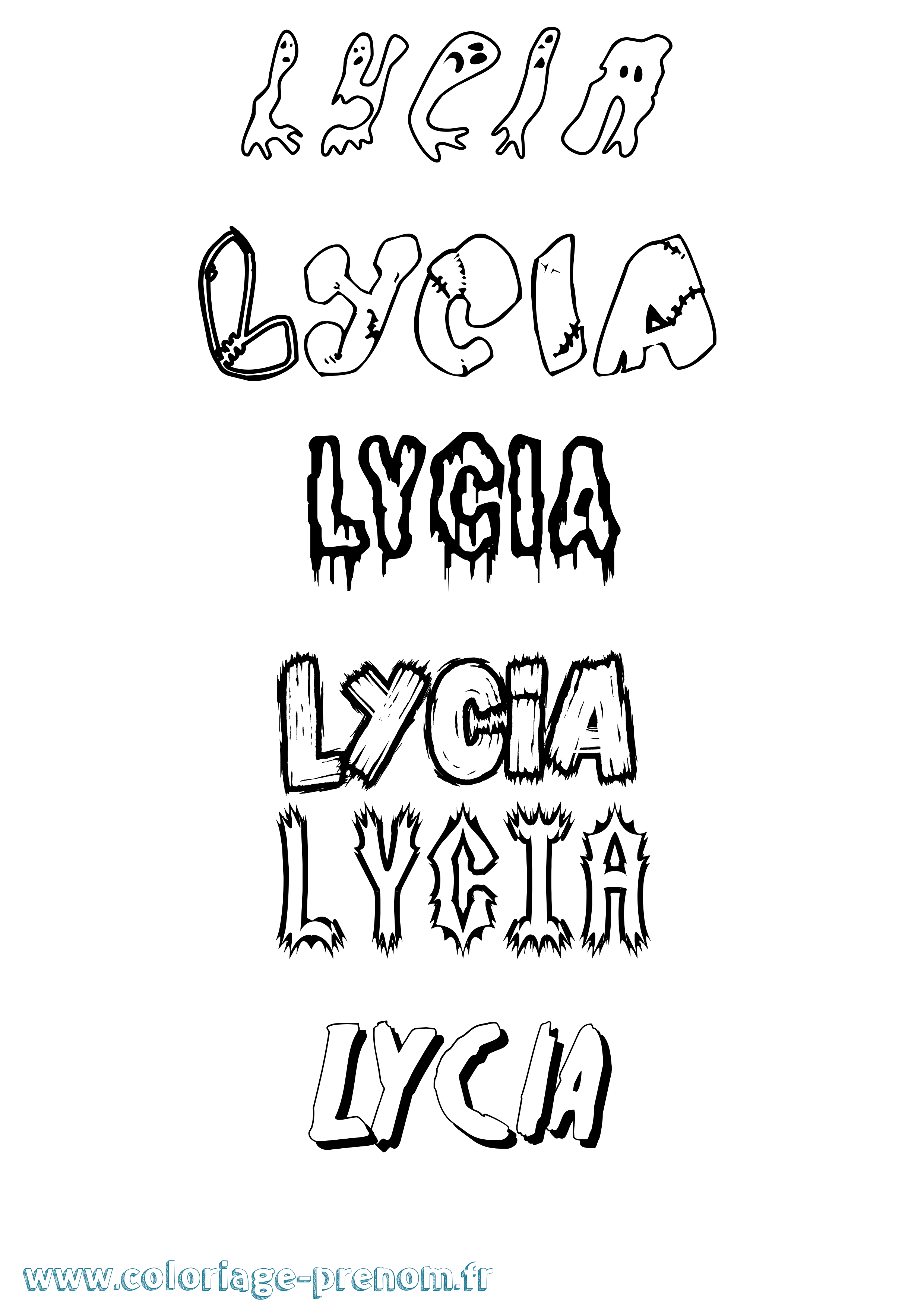 Coloriage Lycia Frisson Coloriage prénom Lycia Frisson
