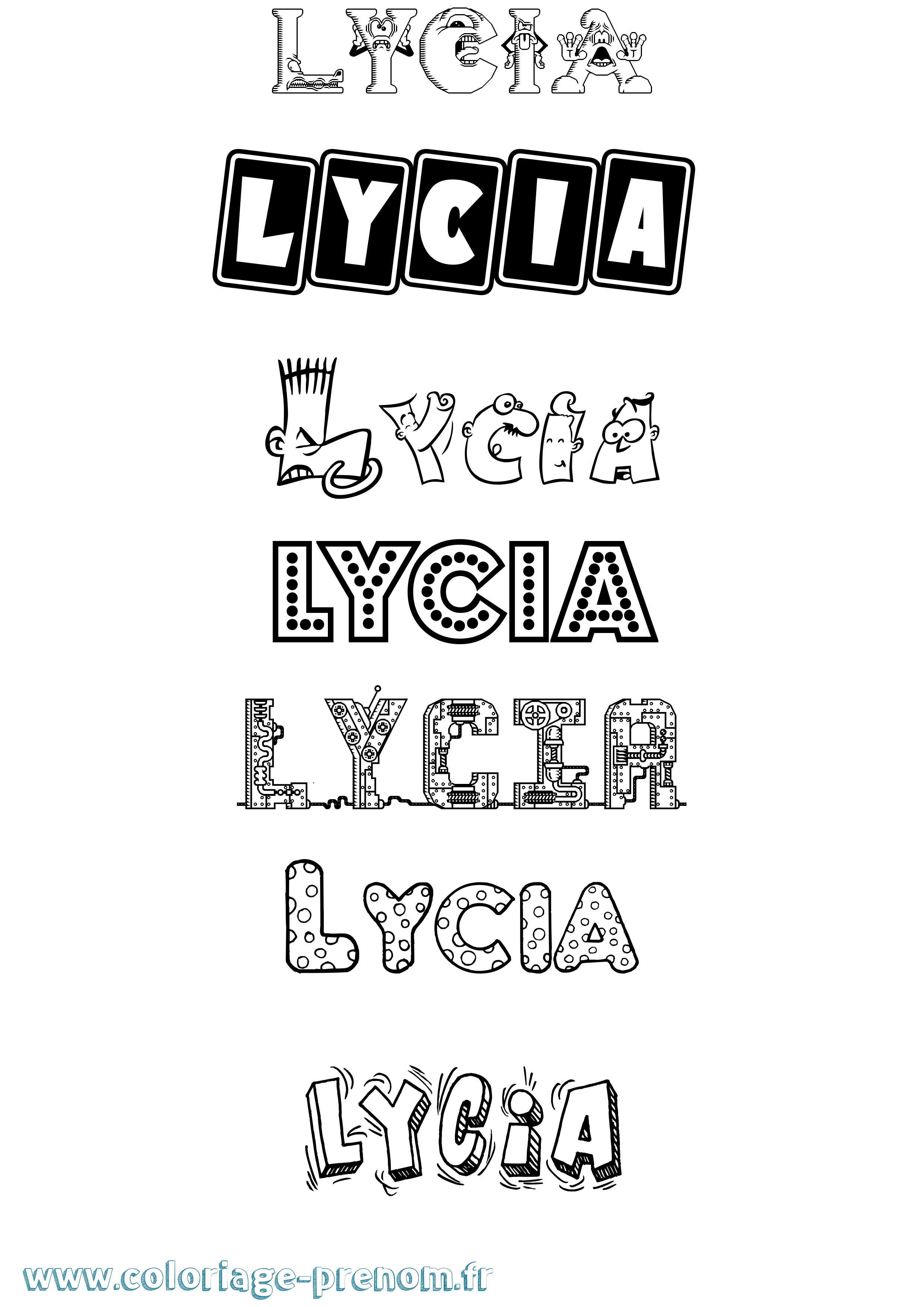 Coloriage Lycia Fun Coloriage prénom Lycia Fun