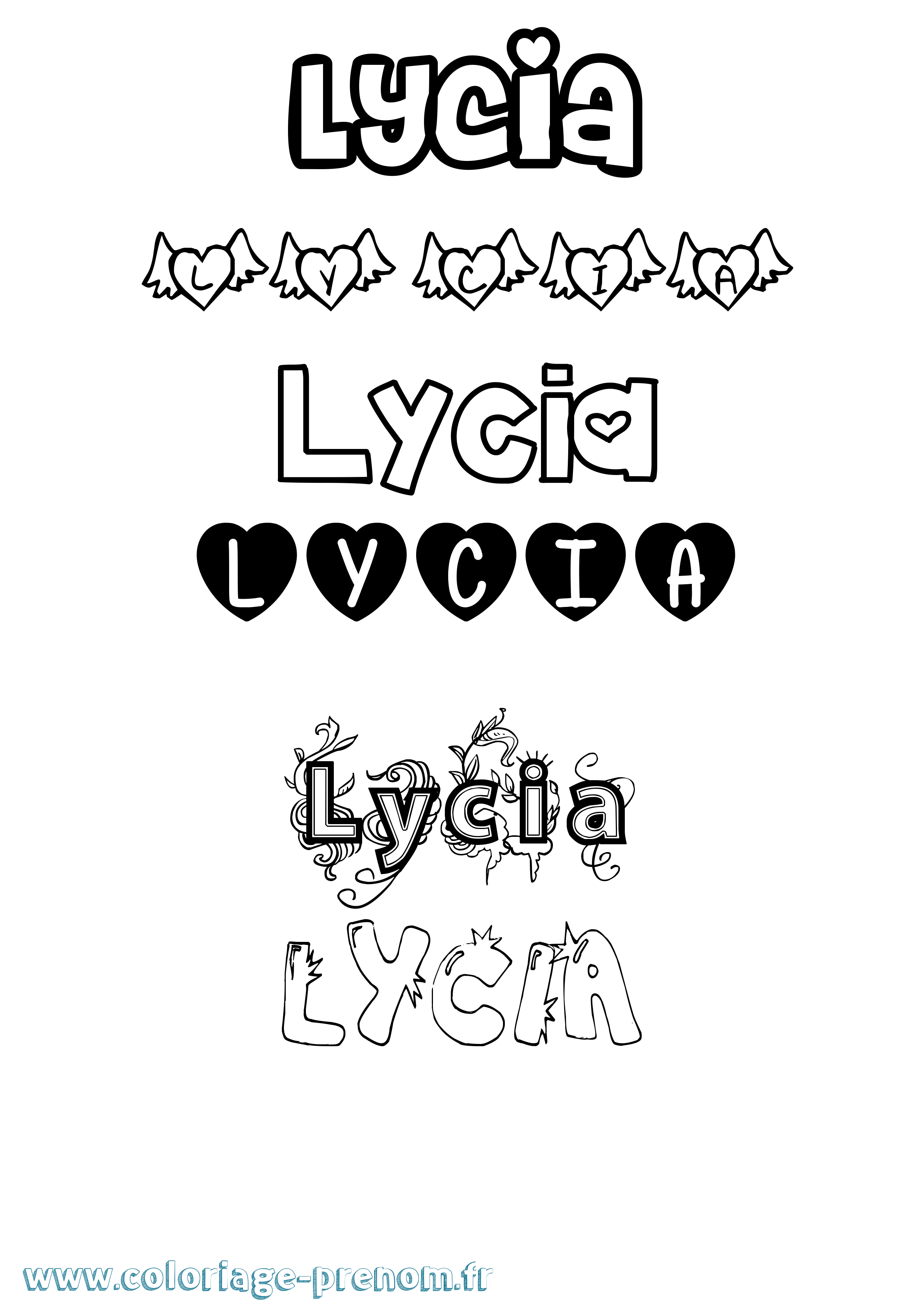 Coloriage Lycia Girly Coloriage prénom Lycia Girly