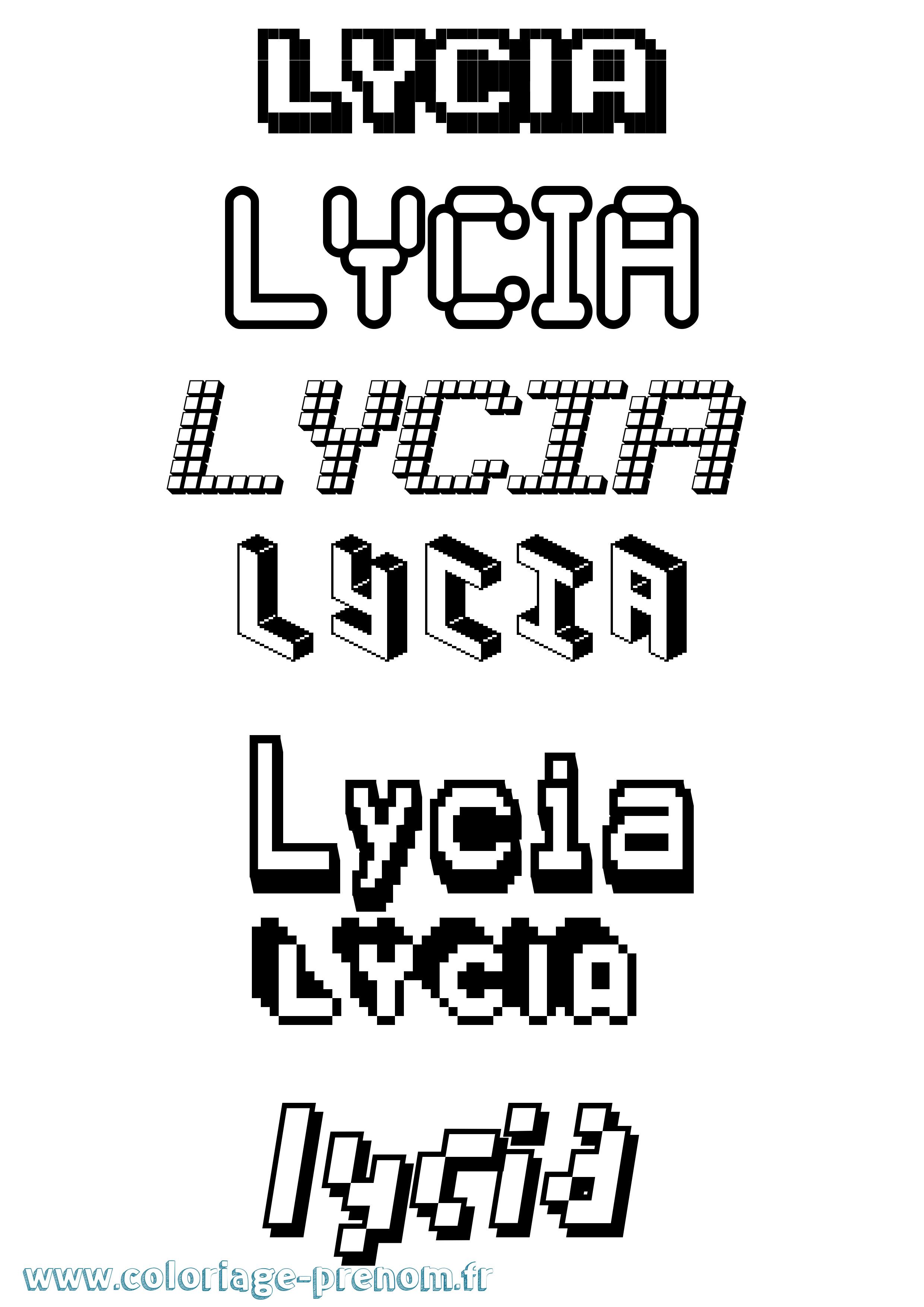 Coloriage Lycia Pixel Coloriage prénom Lycia Pixel