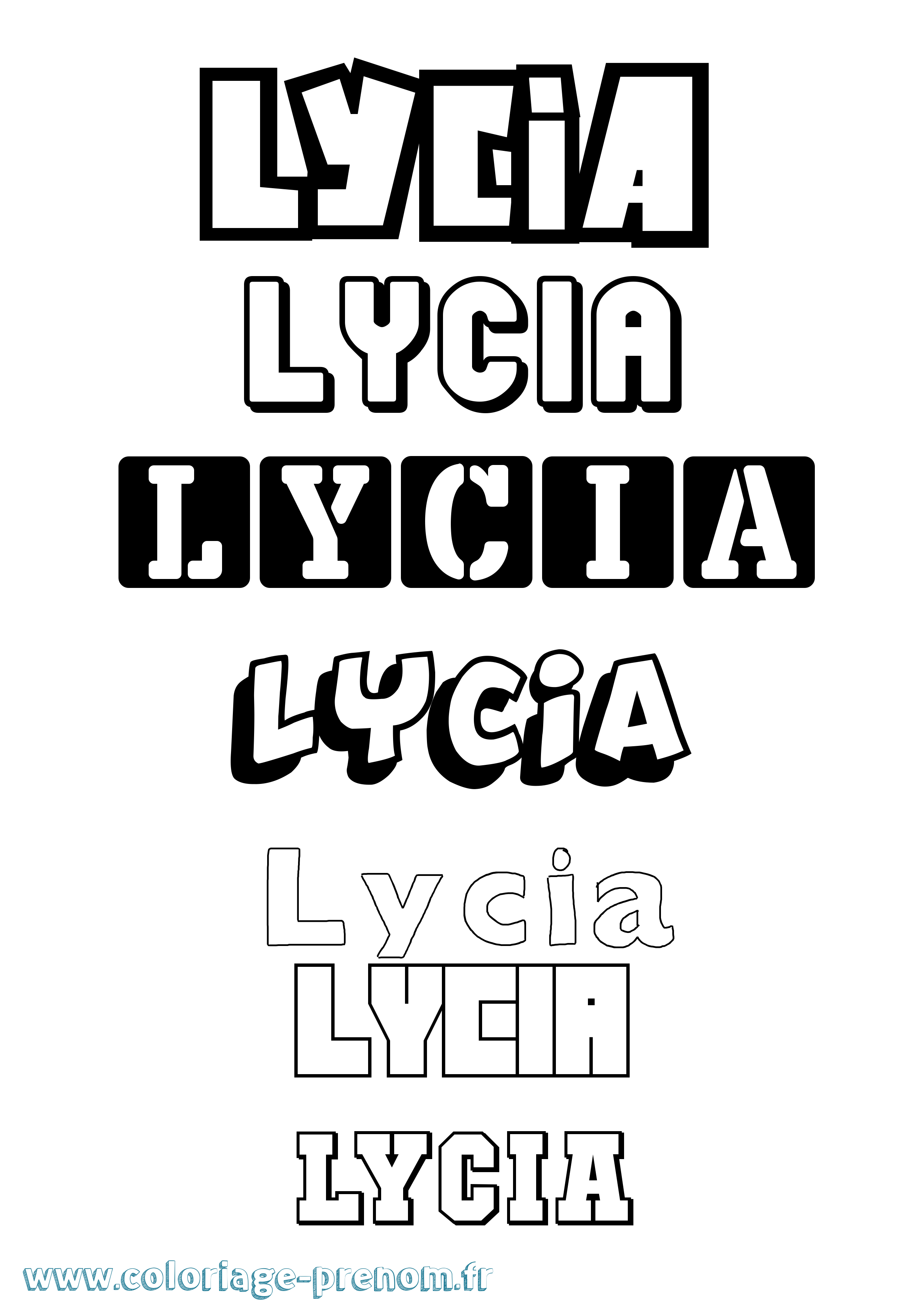 Coloriage Lycia Simple Coloriage prénom Lycia Simple