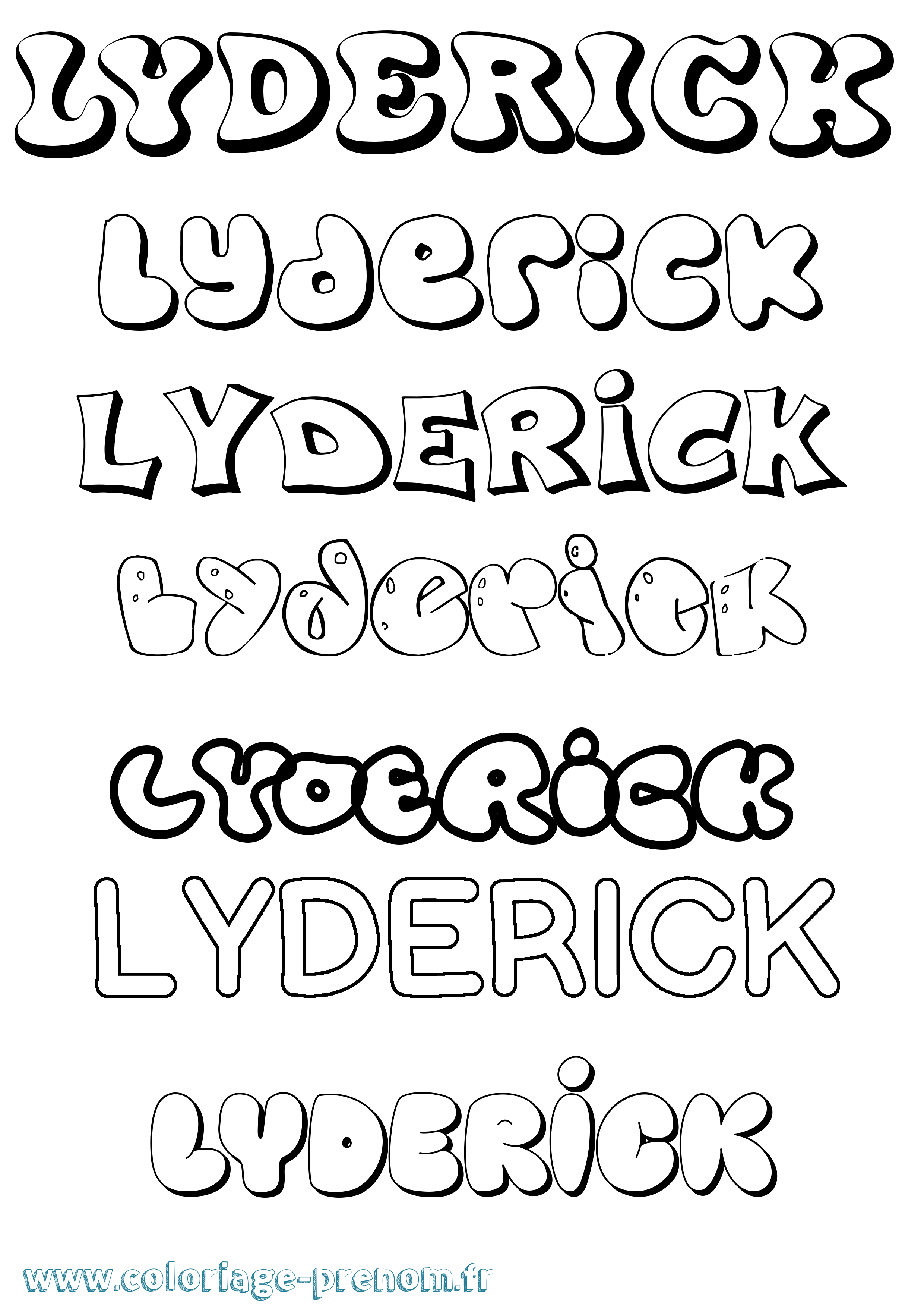 Coloriage Lyderick Bubble Coloriage prénom Lyderick Bubble