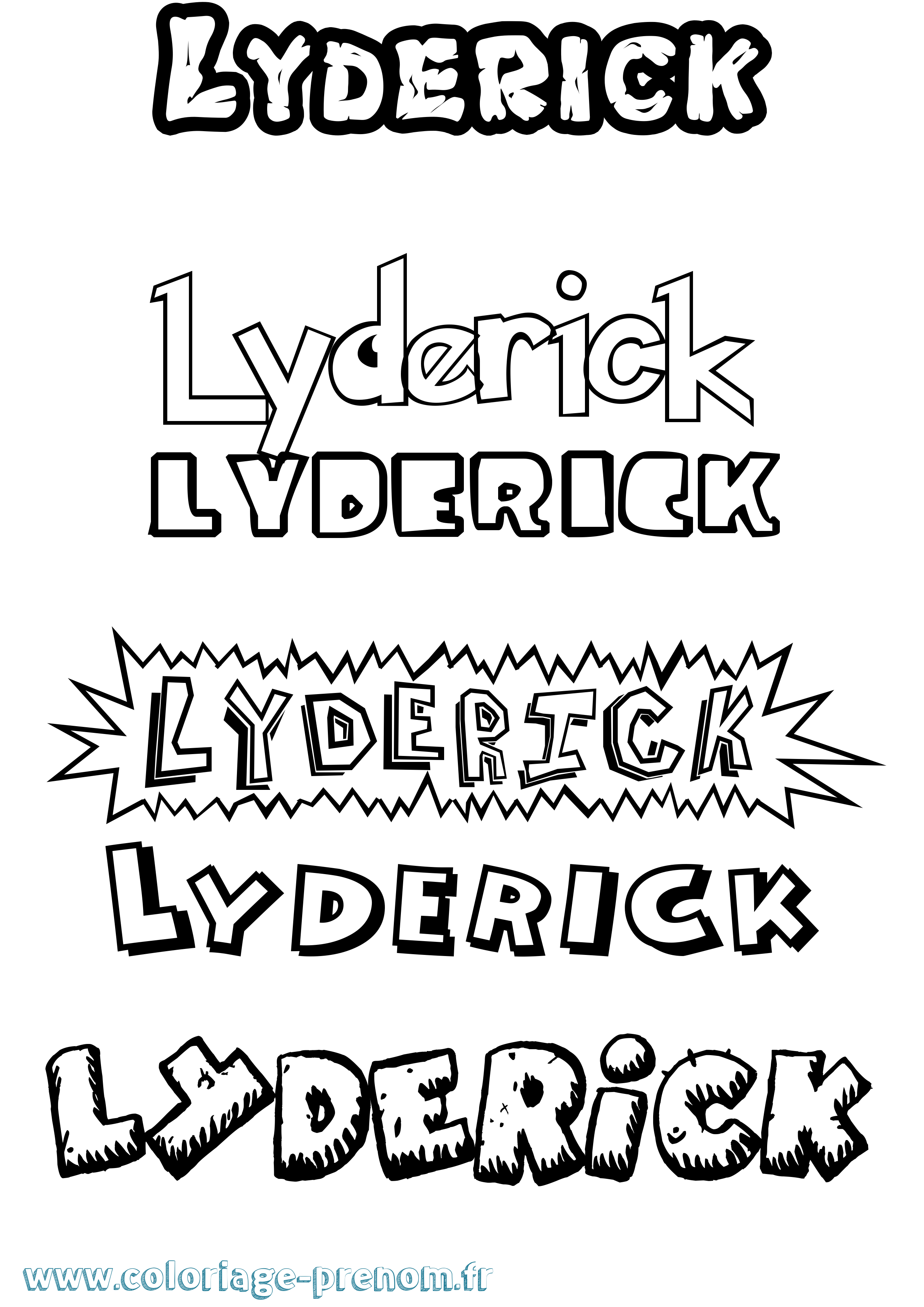Coloriage Lyderick Dessin Animé Coloriage prénom Lyderick Dessin Animé
