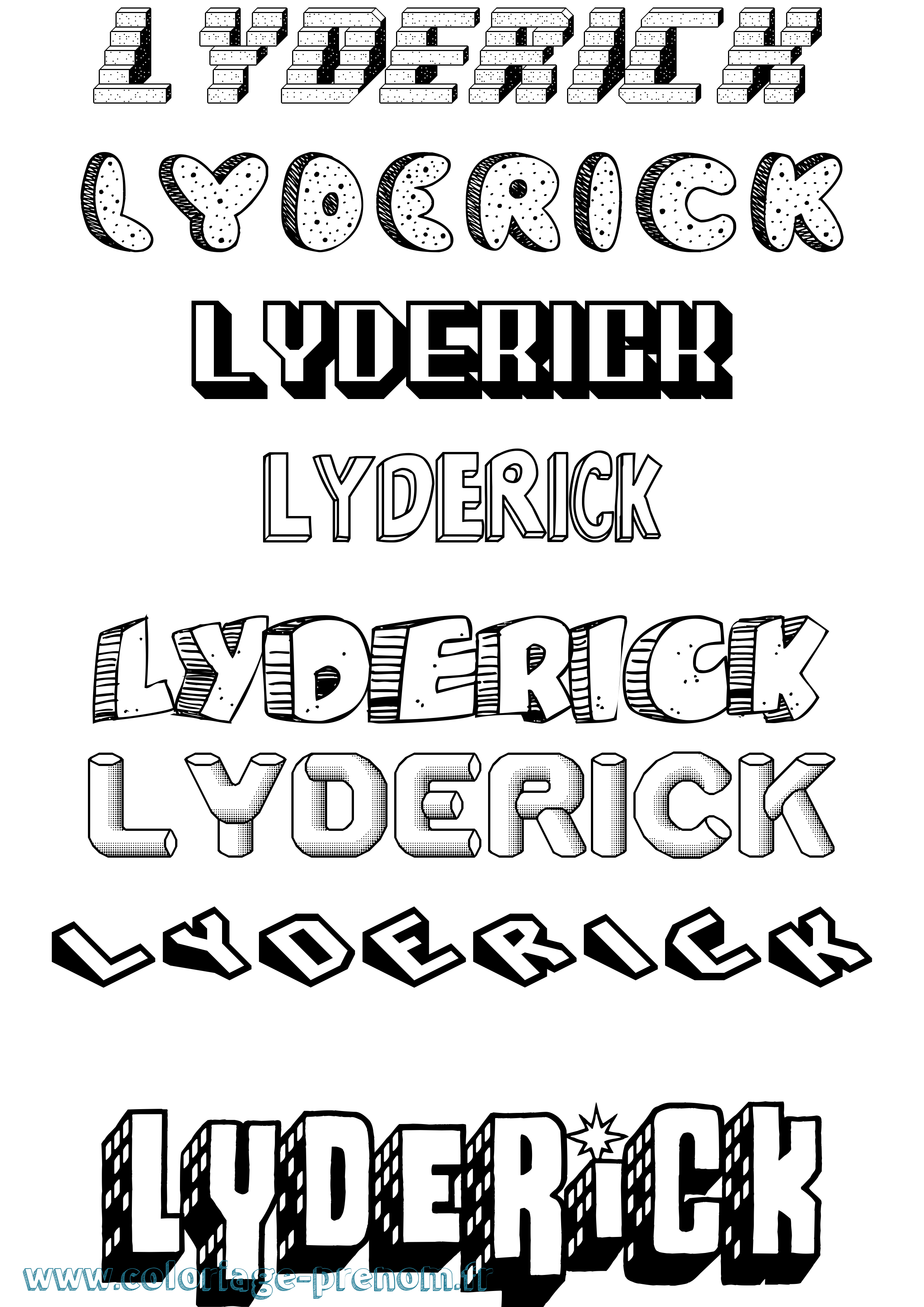 Coloriage Lyderick Effet 3D Coloriage prénom Lyderick Effet 3D