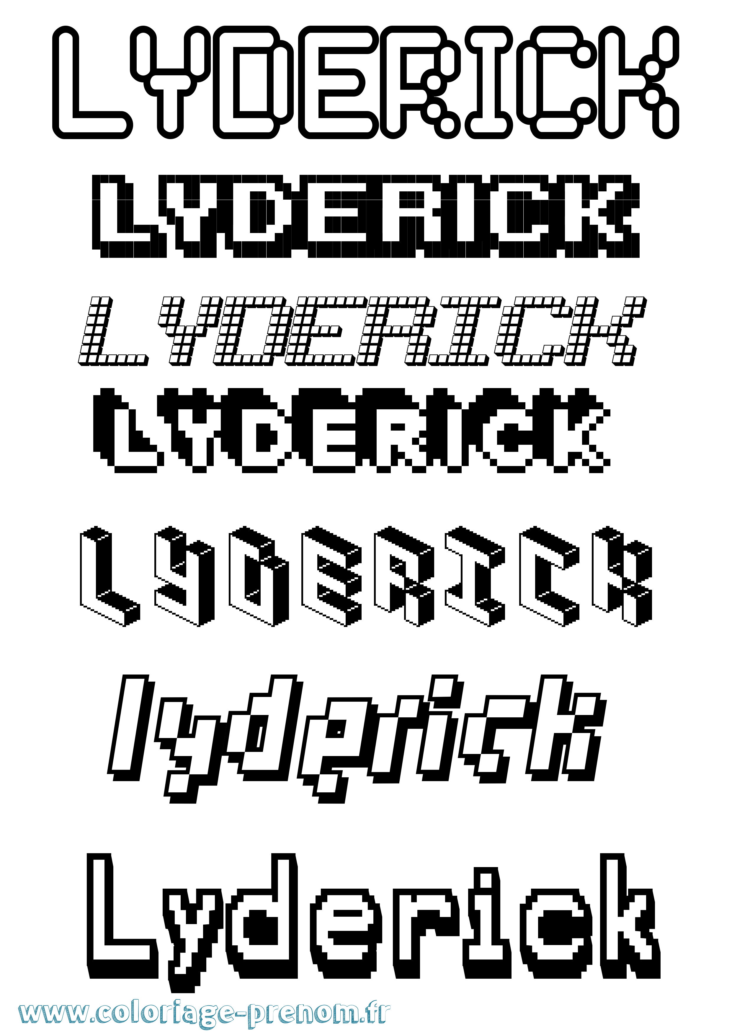 Coloriage Lyderick Pixel Coloriage prénom Lyderick Pixel