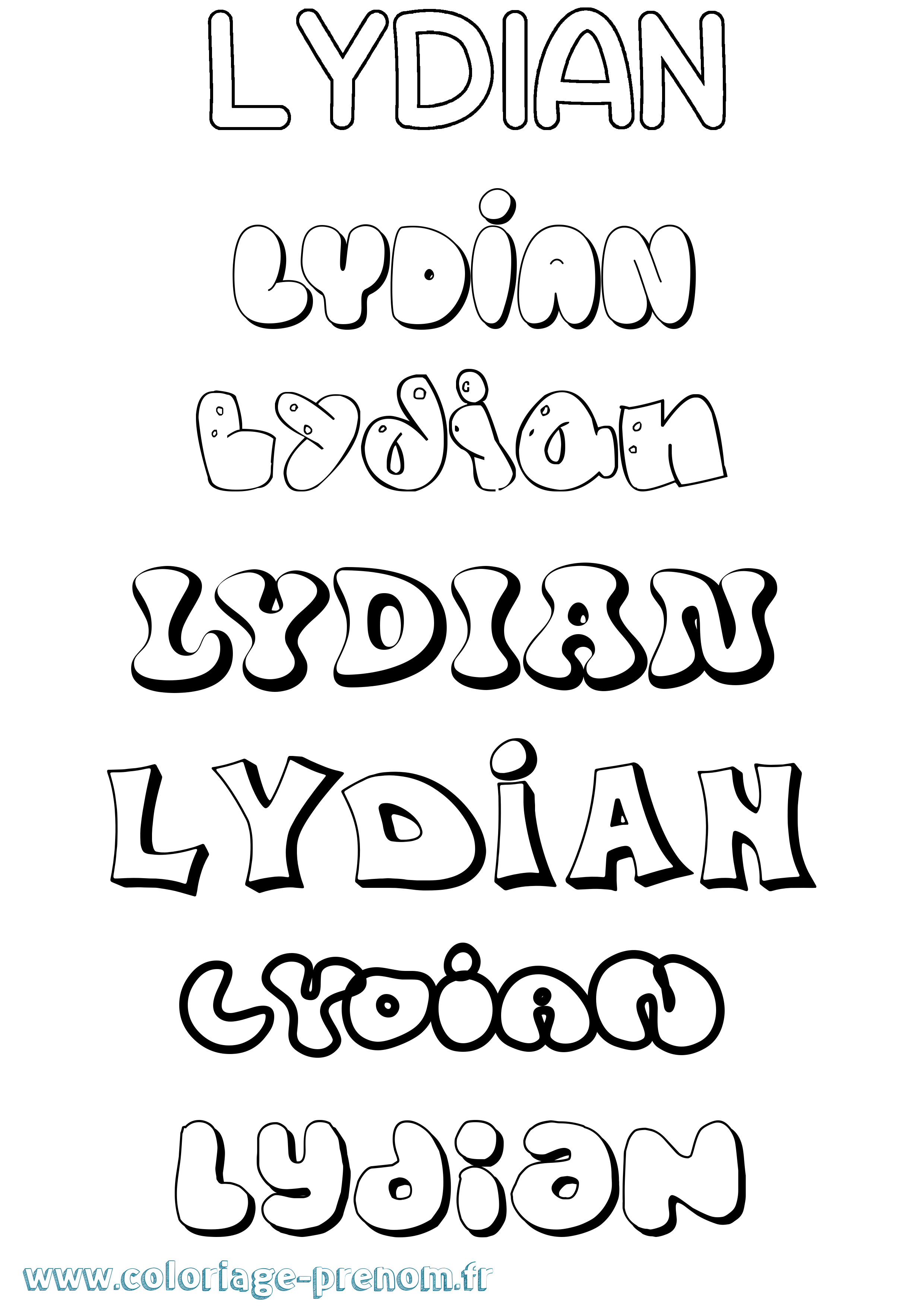 Coloriage Lydian Bubble Coloriage prénom Lydian Bubble