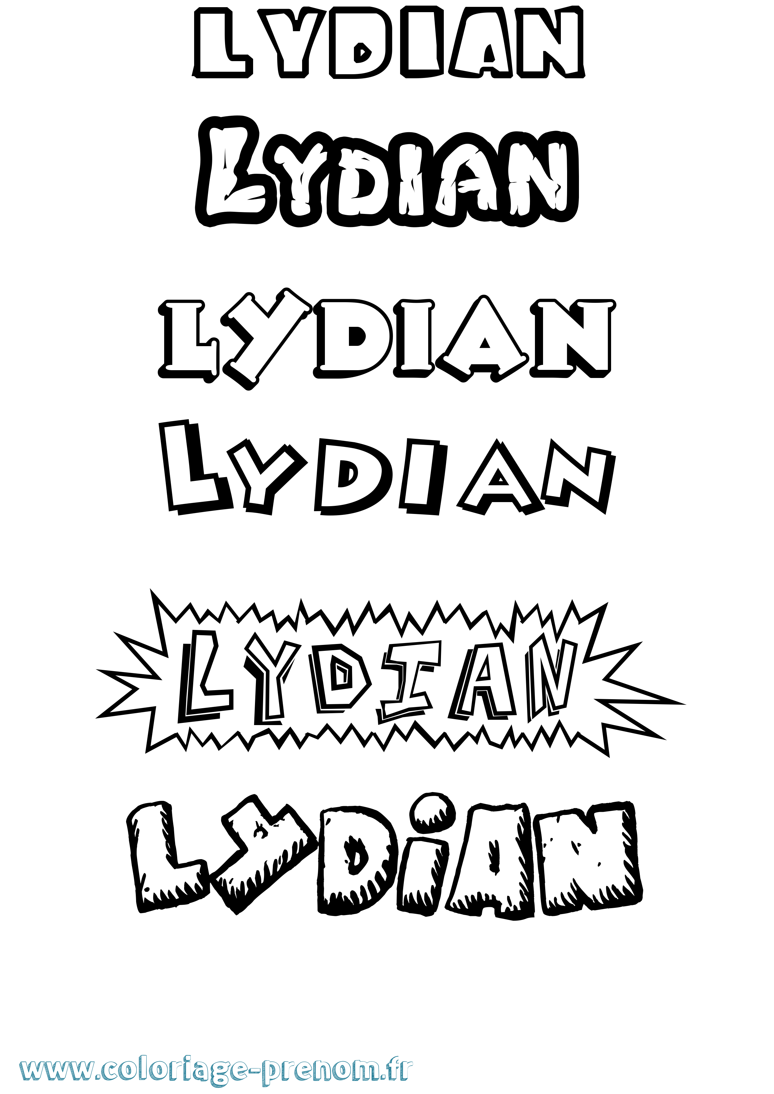 Coloriage Lydian Dessin Animé Coloriage prénom Lydian Dessin Animé