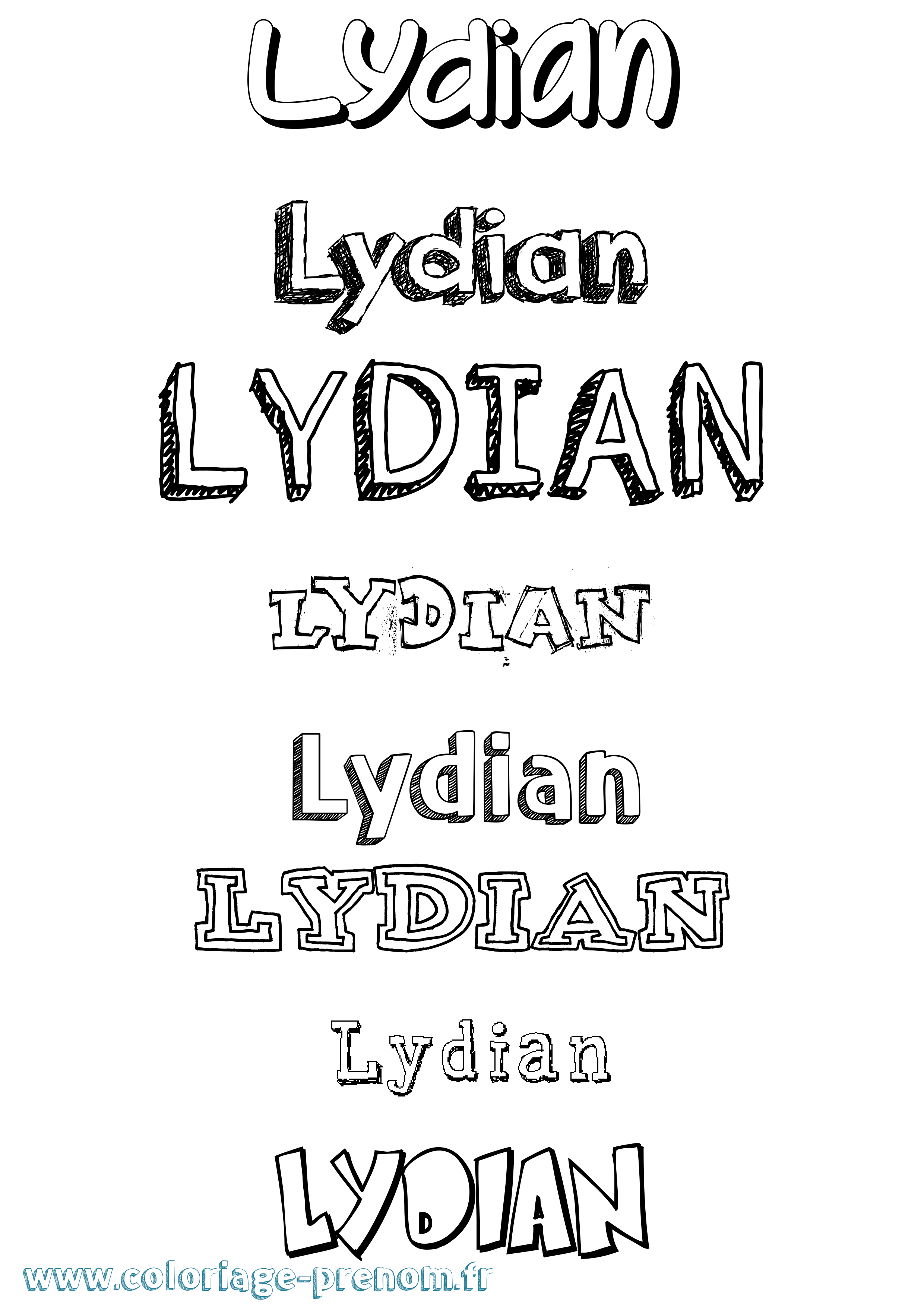 Coloriage Lydian Dessiné Coloriage prénom Lydian Dessiné