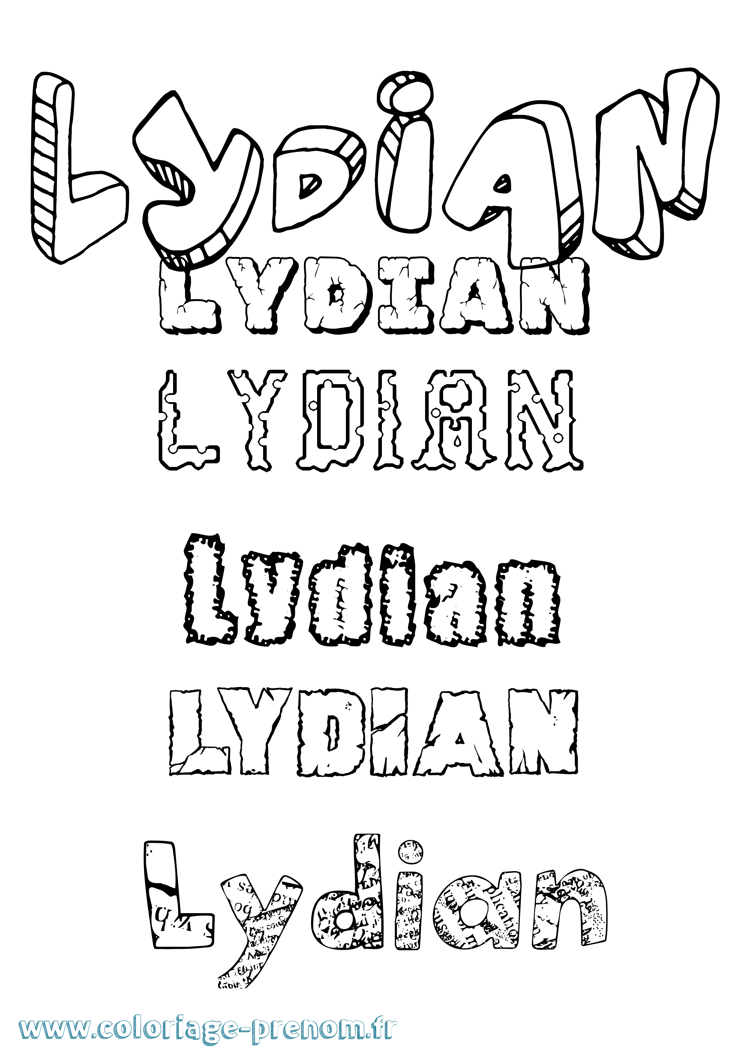 Coloriage Lydian Destructuré Coloriage prénom Lydian Destructuré