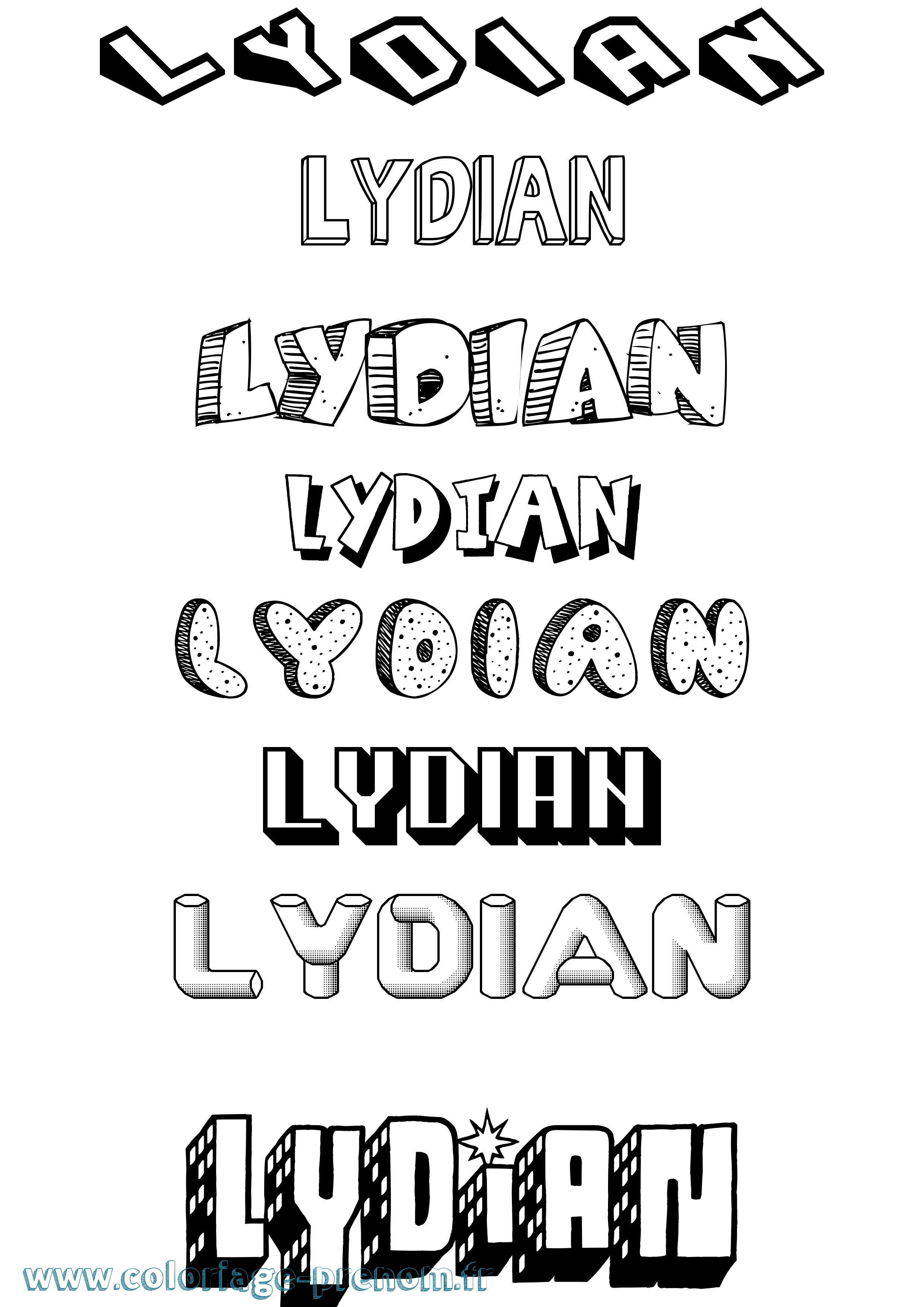 Coloriage Lydian Effet 3D Coloriage prénom Lydian Effet 3D