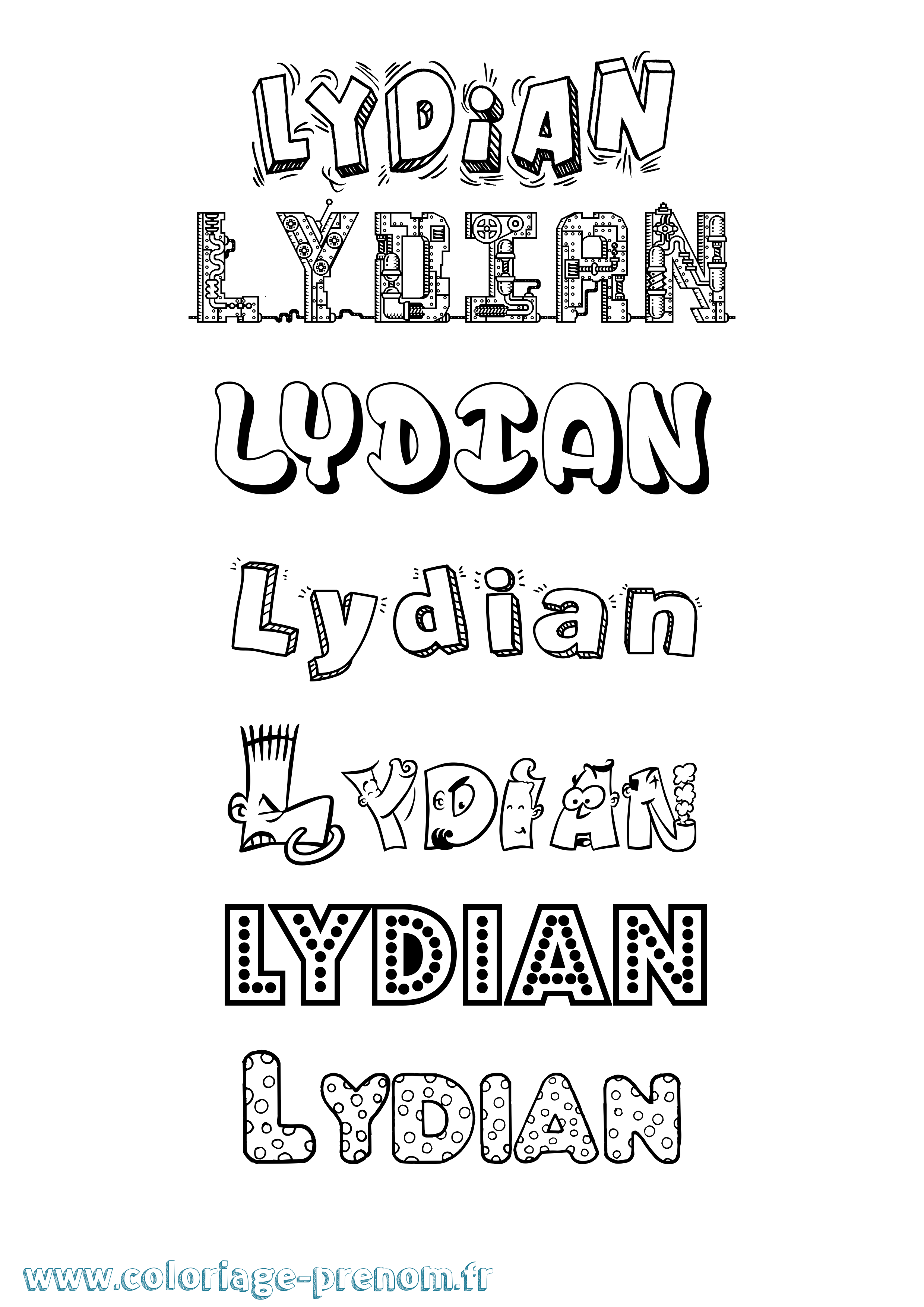 Coloriage Lydian Fun Coloriage prénom Lydian Fun