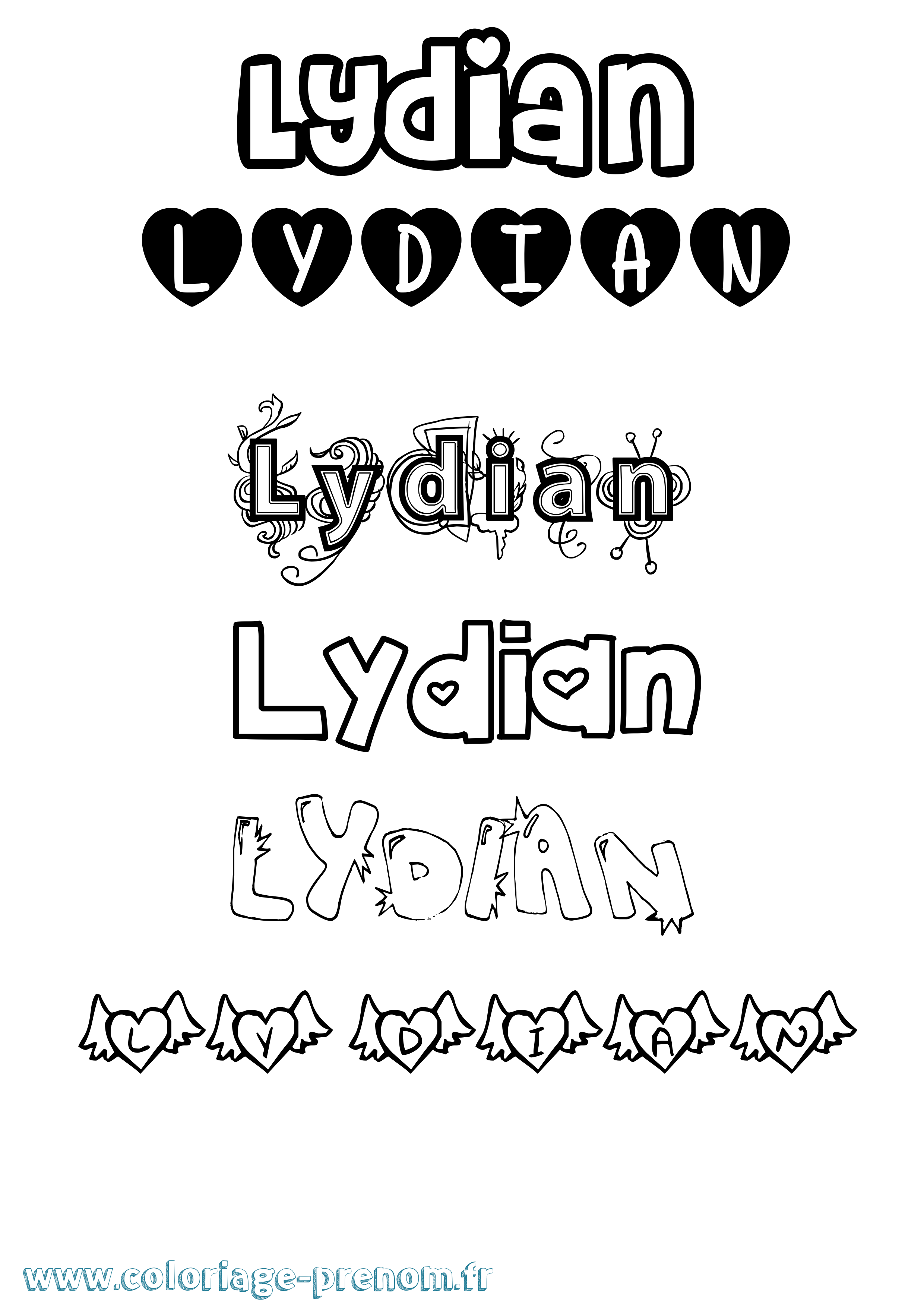 Coloriage Lydian Girly Coloriage prénom Lydian Girly