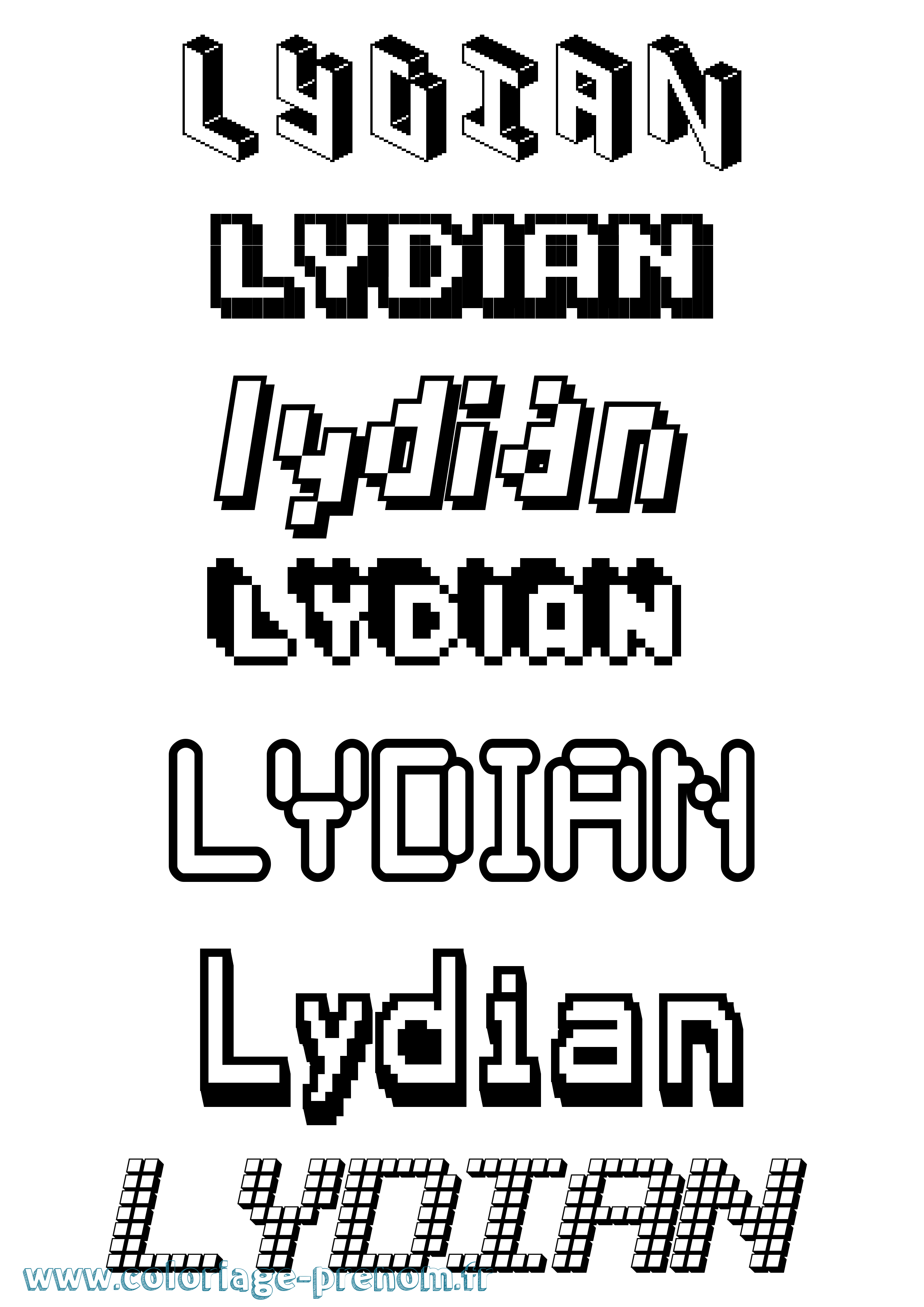 Coloriage Lydian Pixel Coloriage prénom Lydian Pixel