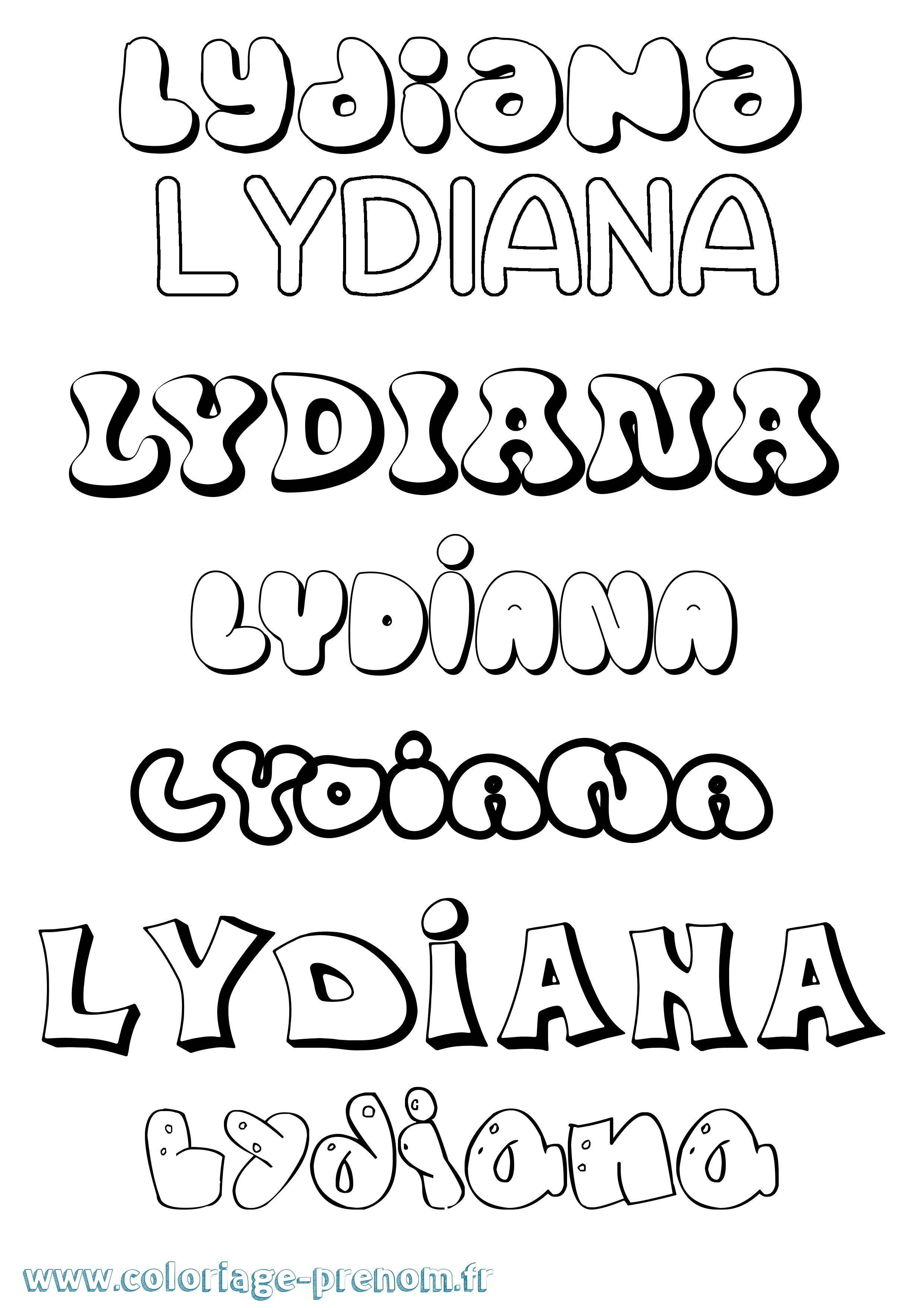 Coloriage Lydiana Bubble Coloriage prénom Lydiana Bubble