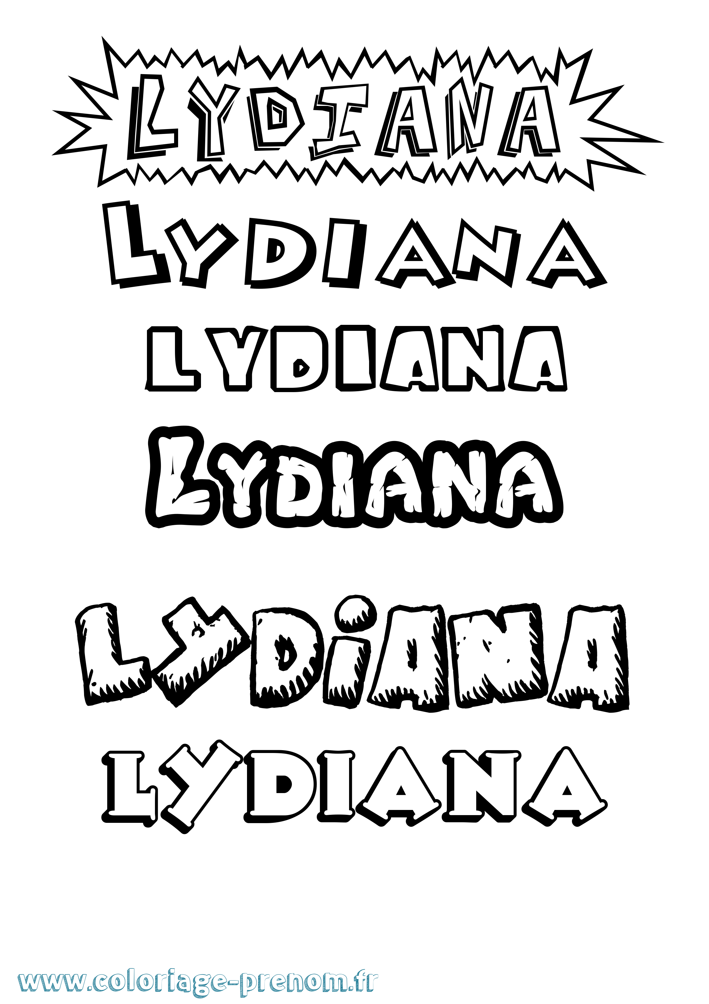 Coloriage Lydiana Dessin Animé Coloriage prénom Lydiana Dessin Animé