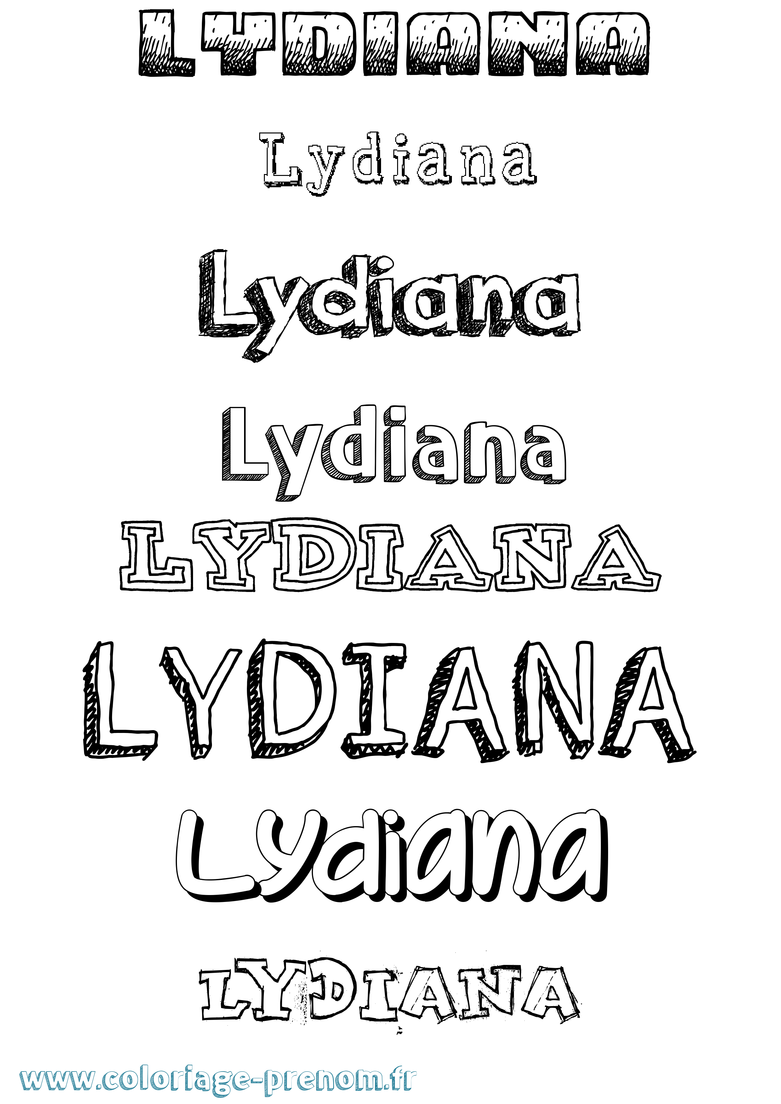 Coloriage Lydiana Dessiné Coloriage prénom Lydiana Dessiné