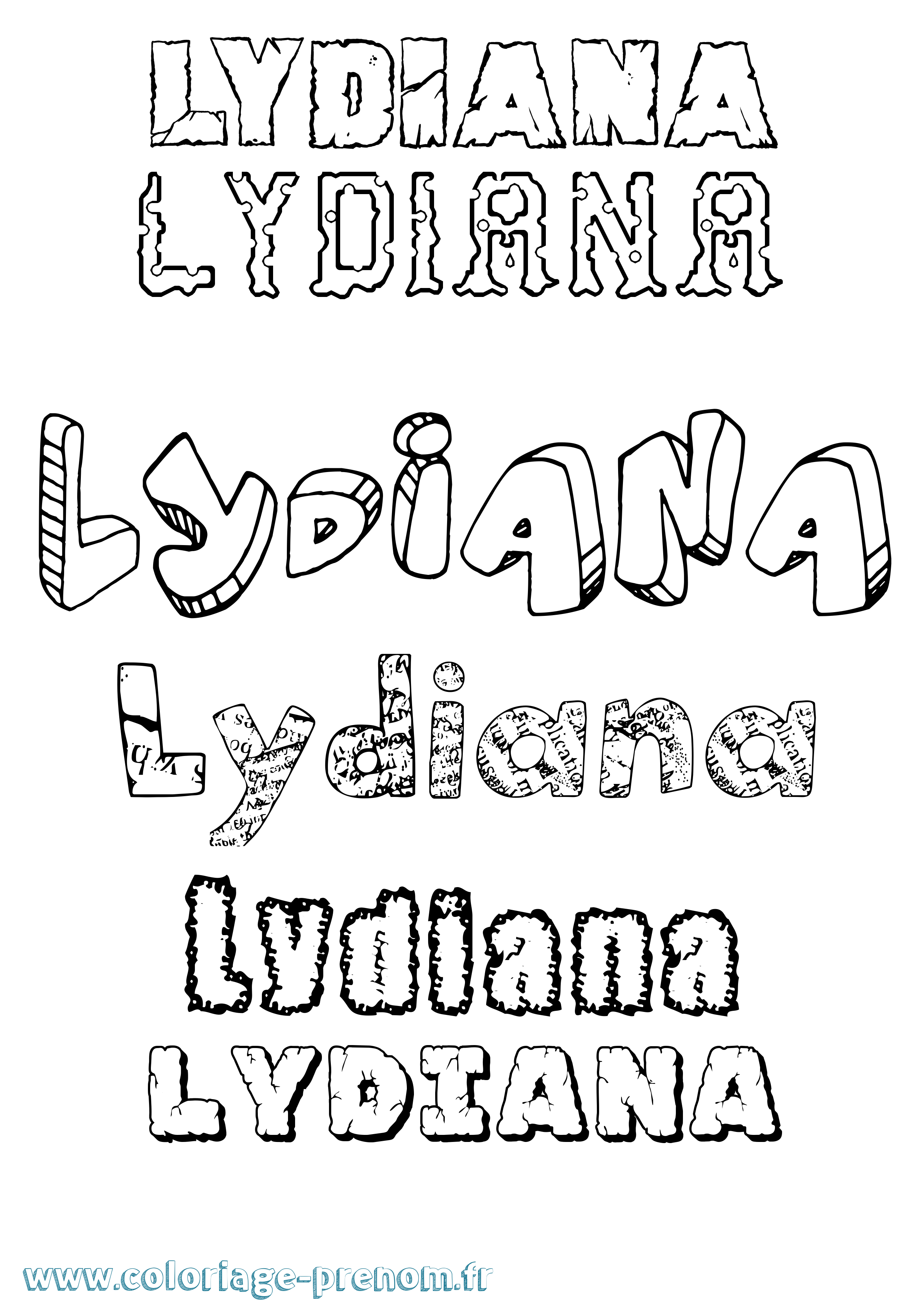 Coloriage Lydiana Destructuré Coloriage prénom Lydiana Destructuré