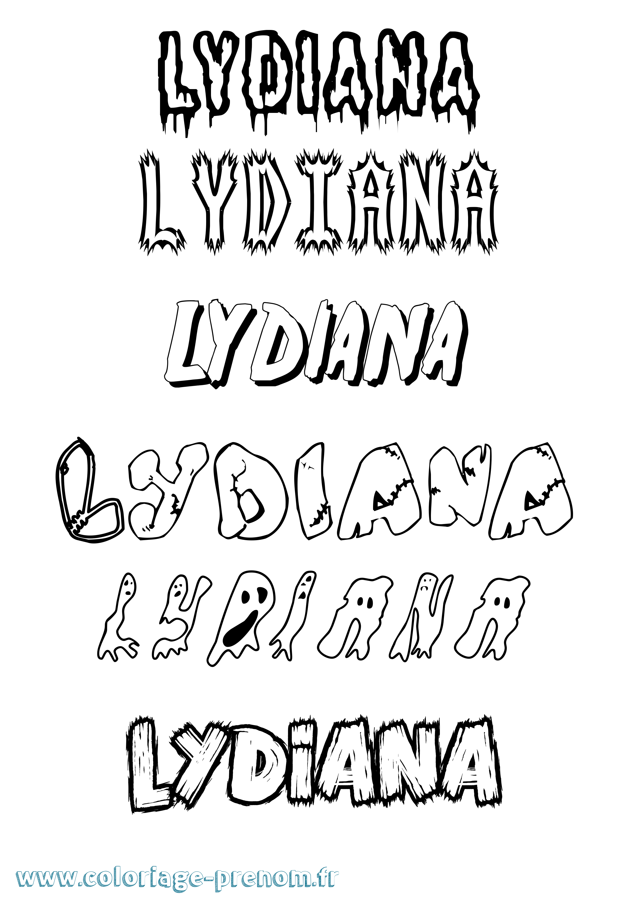 Coloriage Lydiana Frisson Coloriage prénom Lydiana Frisson